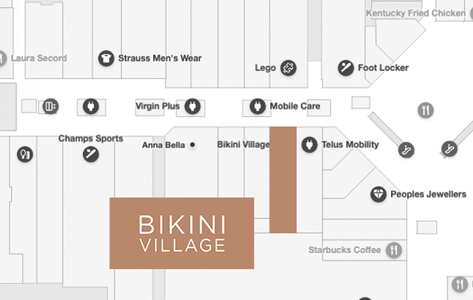 Map of Fairview Mall - Where to find Bikini Village