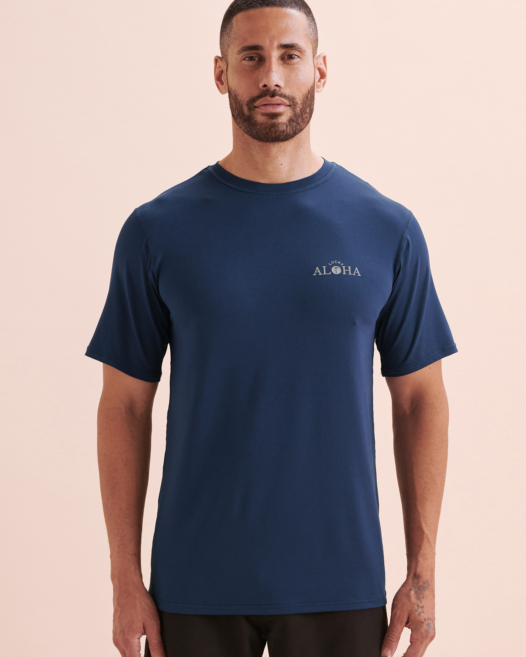 LUCKY ALOHA Interval Short Sleeve Rashguard Navy INT7490 - View4