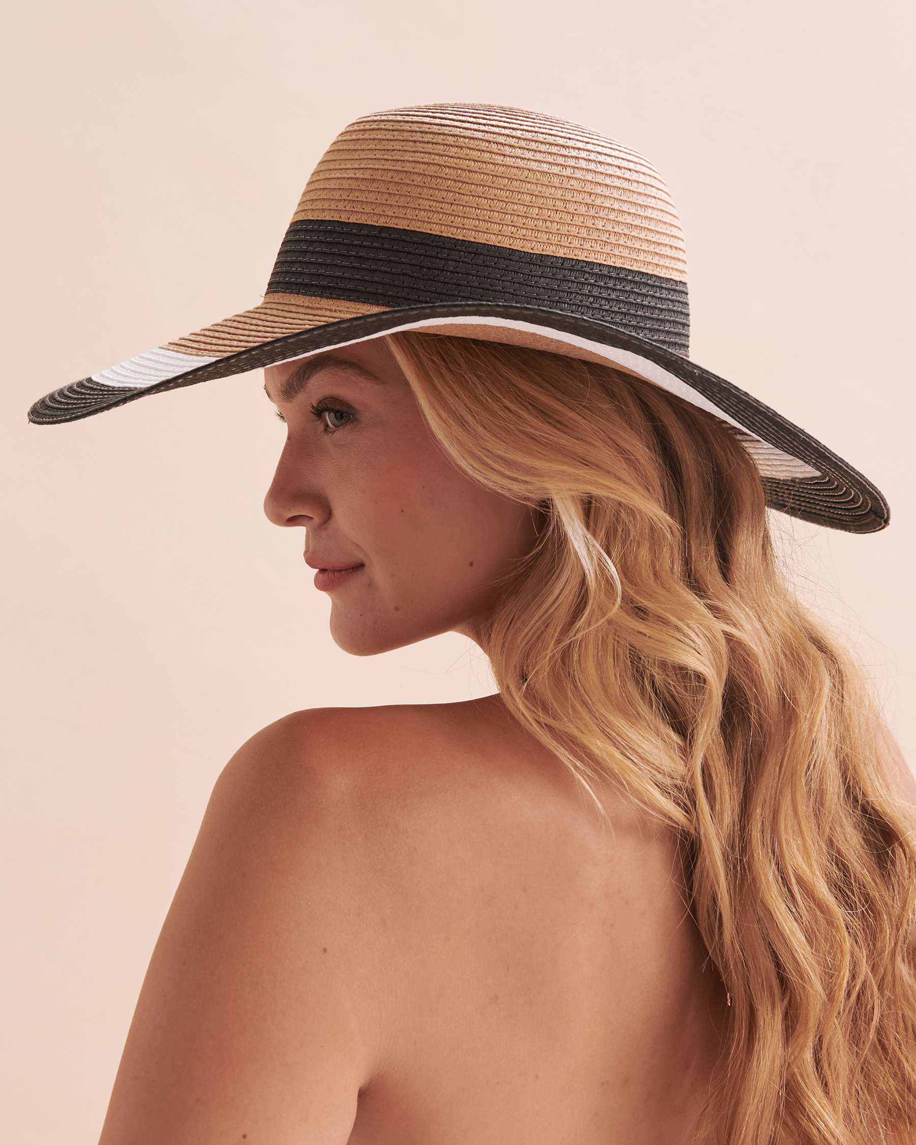 SARAJANE Three Tones Wide Brim Hat Straw/Black 24SJ2137 - View3