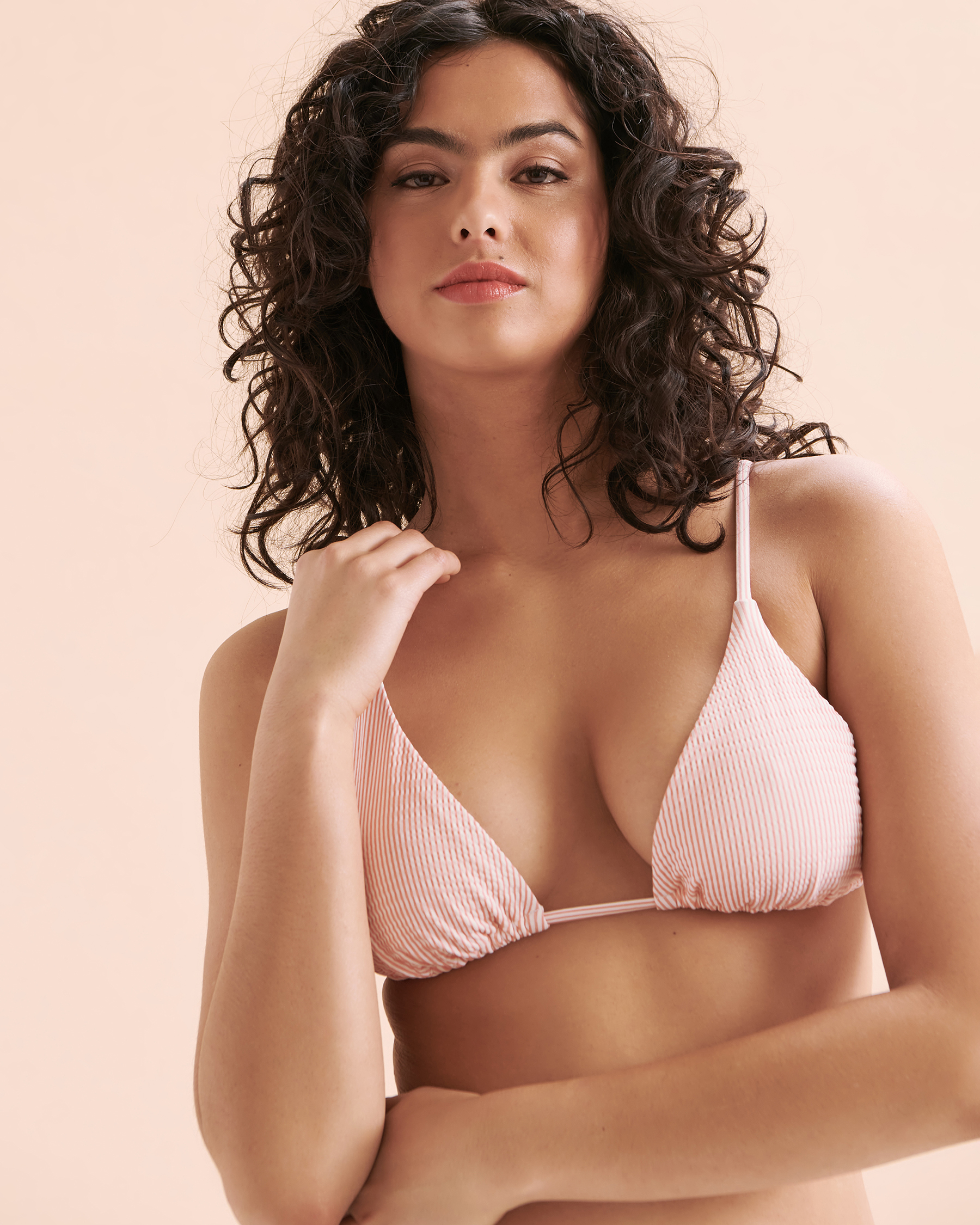 RIP CURL La Quinta D/DD Cup Triangle Bikini Top Coral/Cream 0CVWSW - View1