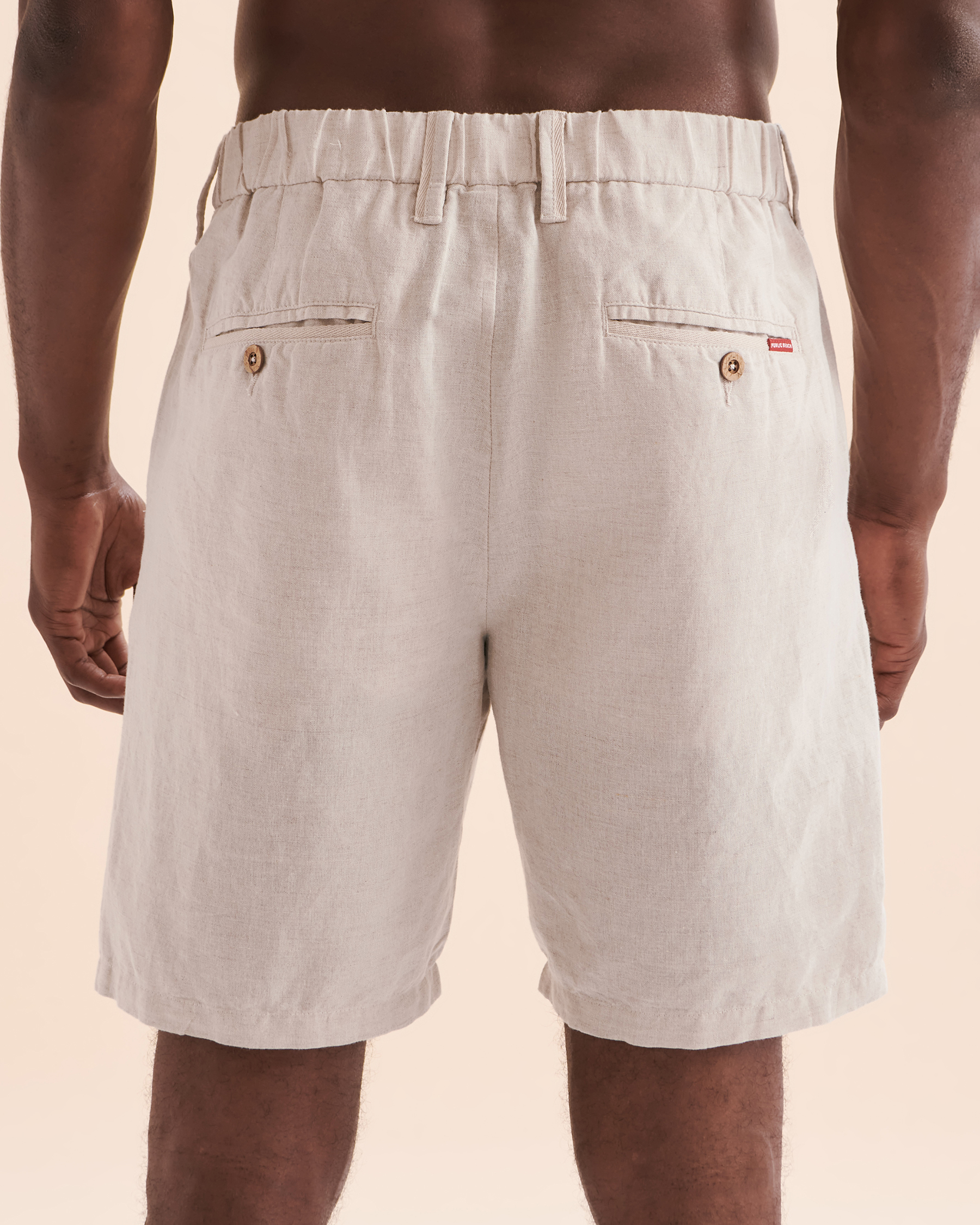 PUBLIC BEACH Linen Bermuda Shorts Natural PB6801BIK - View2