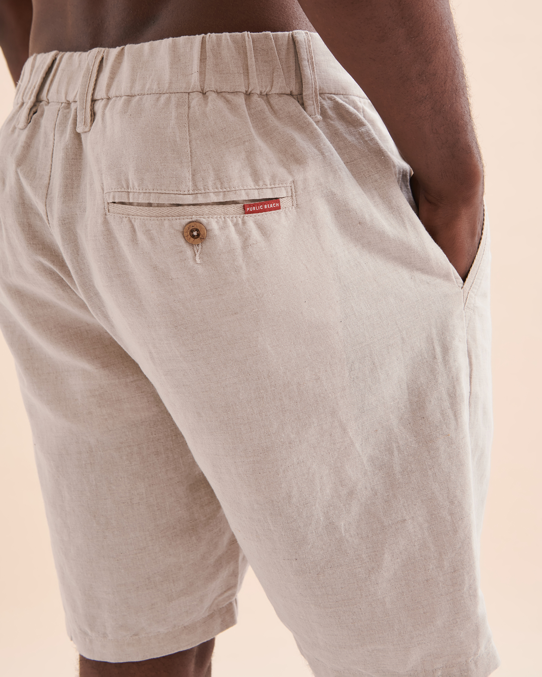 PUBLIC BEACH Linen Bermuda Shorts Natural PB6801BIK - View3