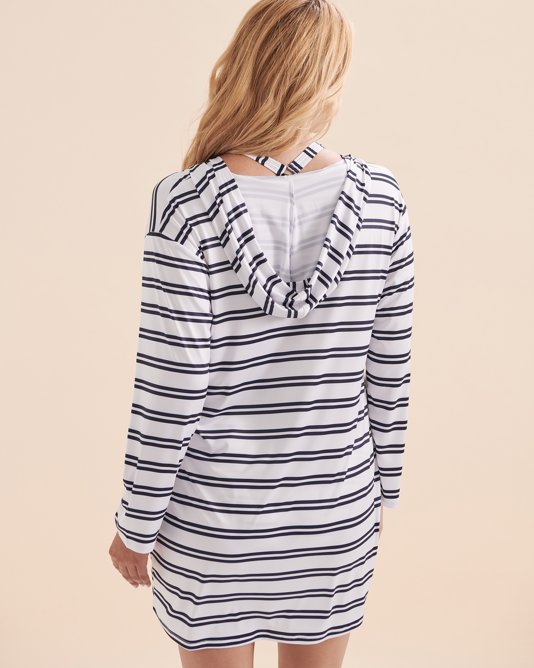 NAUTICA Set Sail Long Sleeve Hooded Tunic Navy Stripes 8L4SS97 - View2