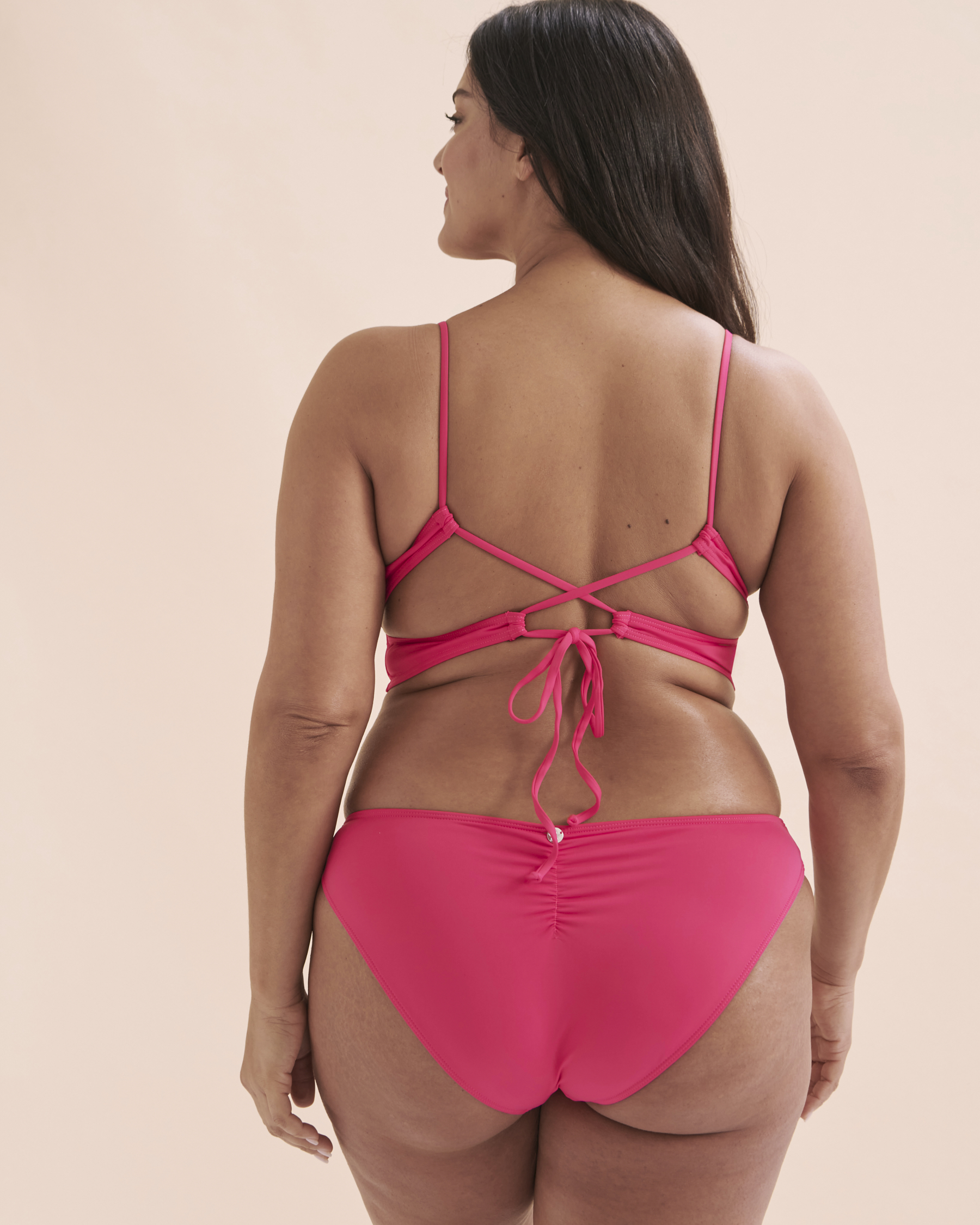 QUINTSOUL Crossed Back Details Bralette Bikini Top Raspberry W15203965 - View2