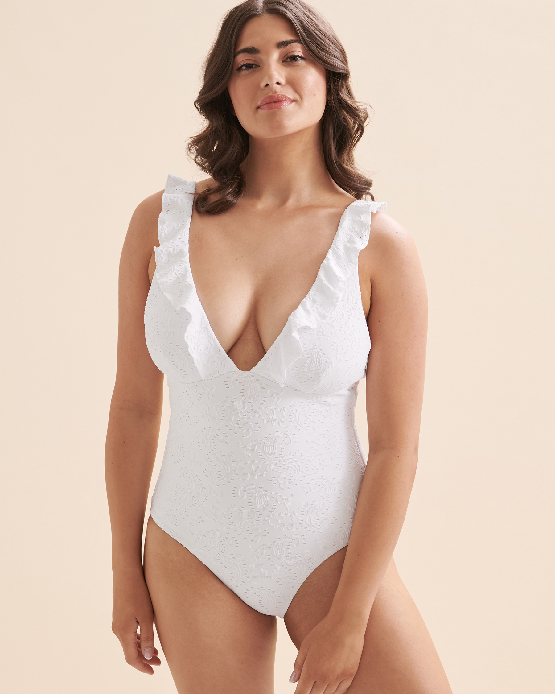 SEA LEVEL Interlace Frill One-piece Swimsuit White SL1040IL - View3