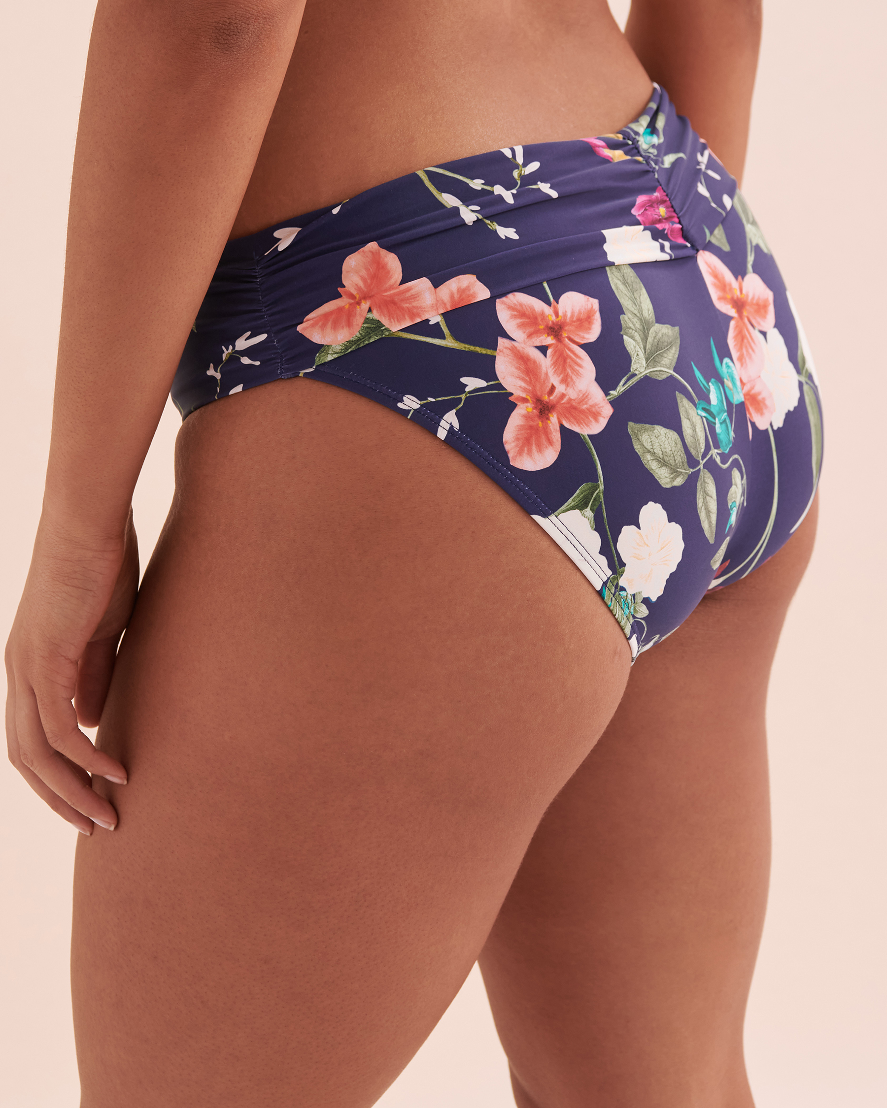 JANTZEN Floral Fantasy Foldover Waistband Hipster Bikini Bottom Dark Blue Floral JZ24261H - View3