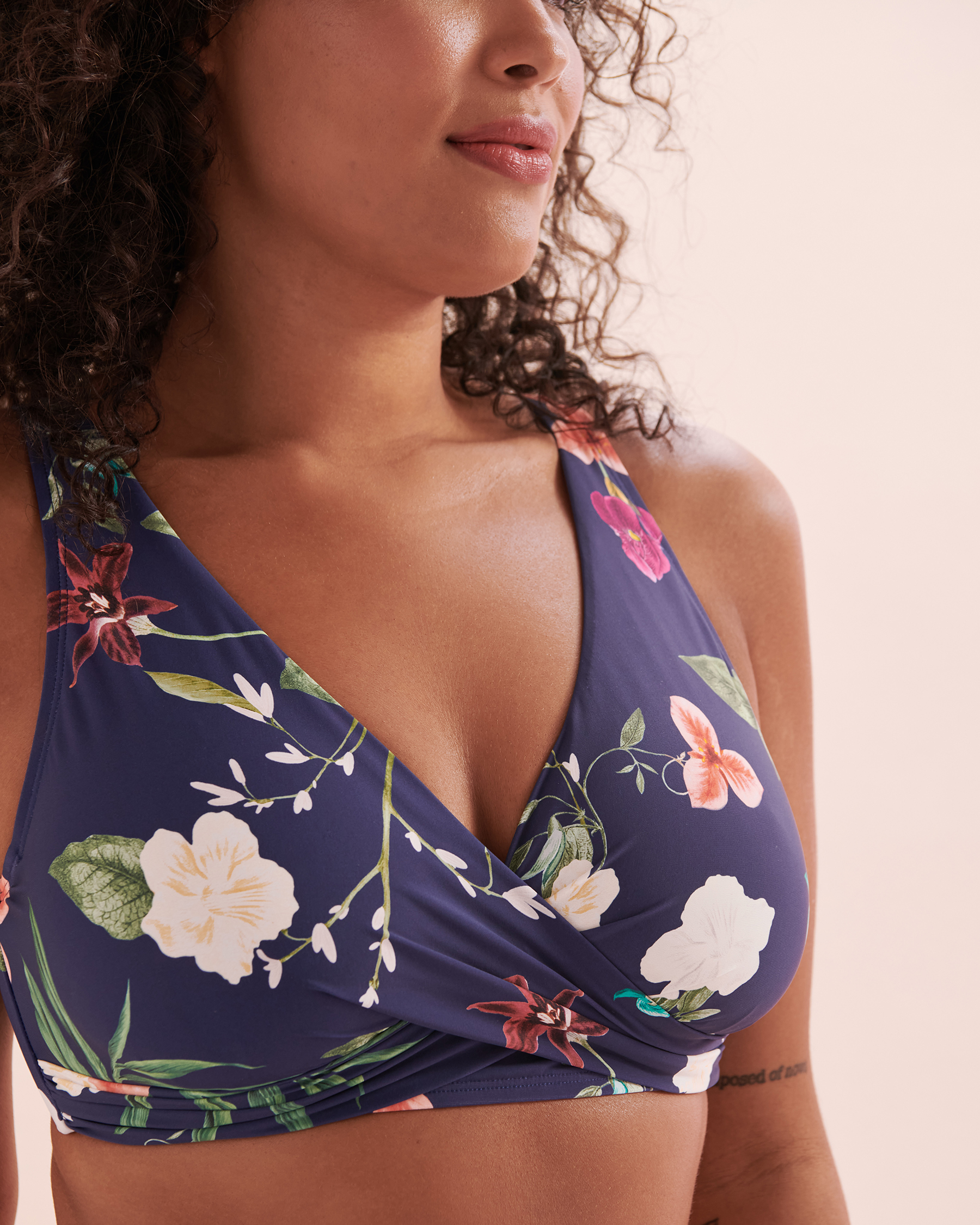 JANTZEN Floral Fantasy Vera Plunge Bikini Top Dark Blue Floral JZ24260B - View4
