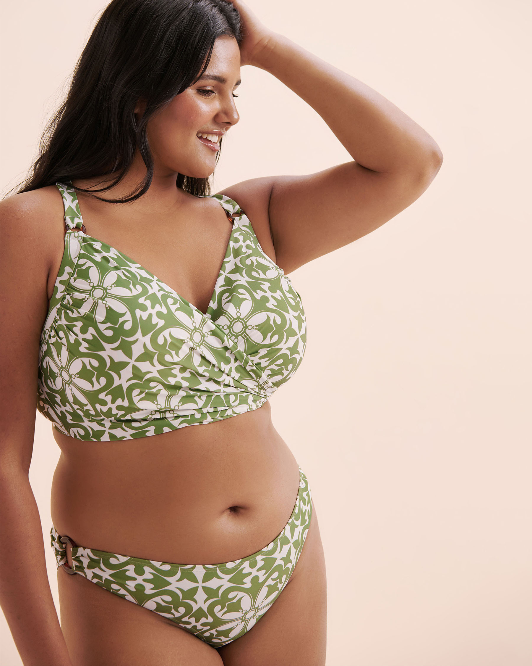 TURQUOISE COUTURE D Cup Plunge Bikini Top Jade Green Mosaic 01200105 - View8