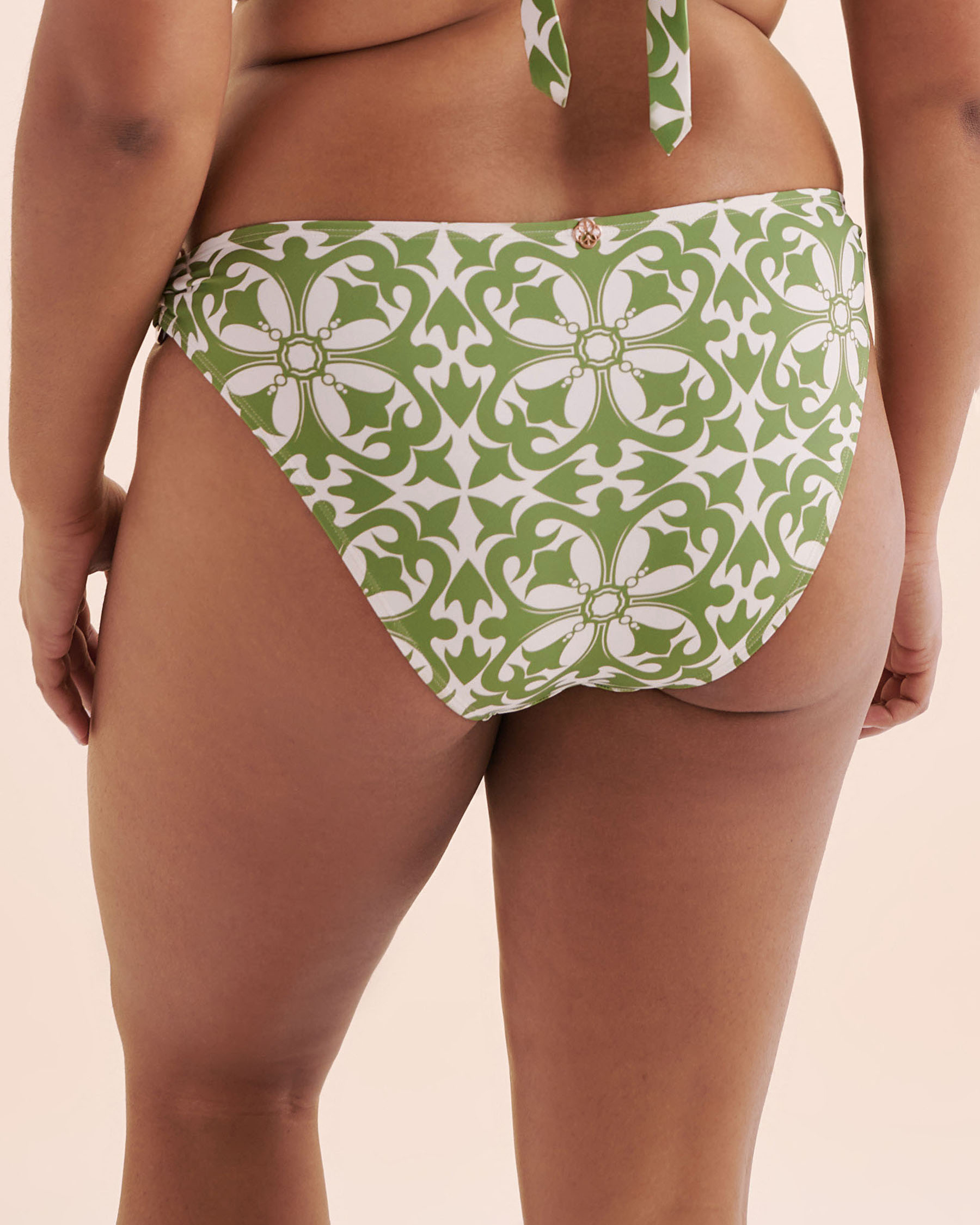 TURQUOISE COUTURE Low Rise Brazilian Bikini Bottom Jade Green Mosaic 01300444 - View10