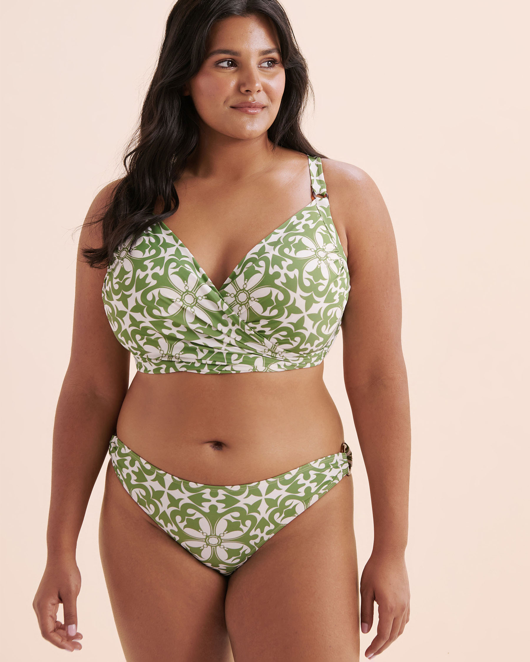 TURQUOISE COUTURE Low Rise Brazilian Bikini Bottom Jade Green Mosaic 01300444 - View11