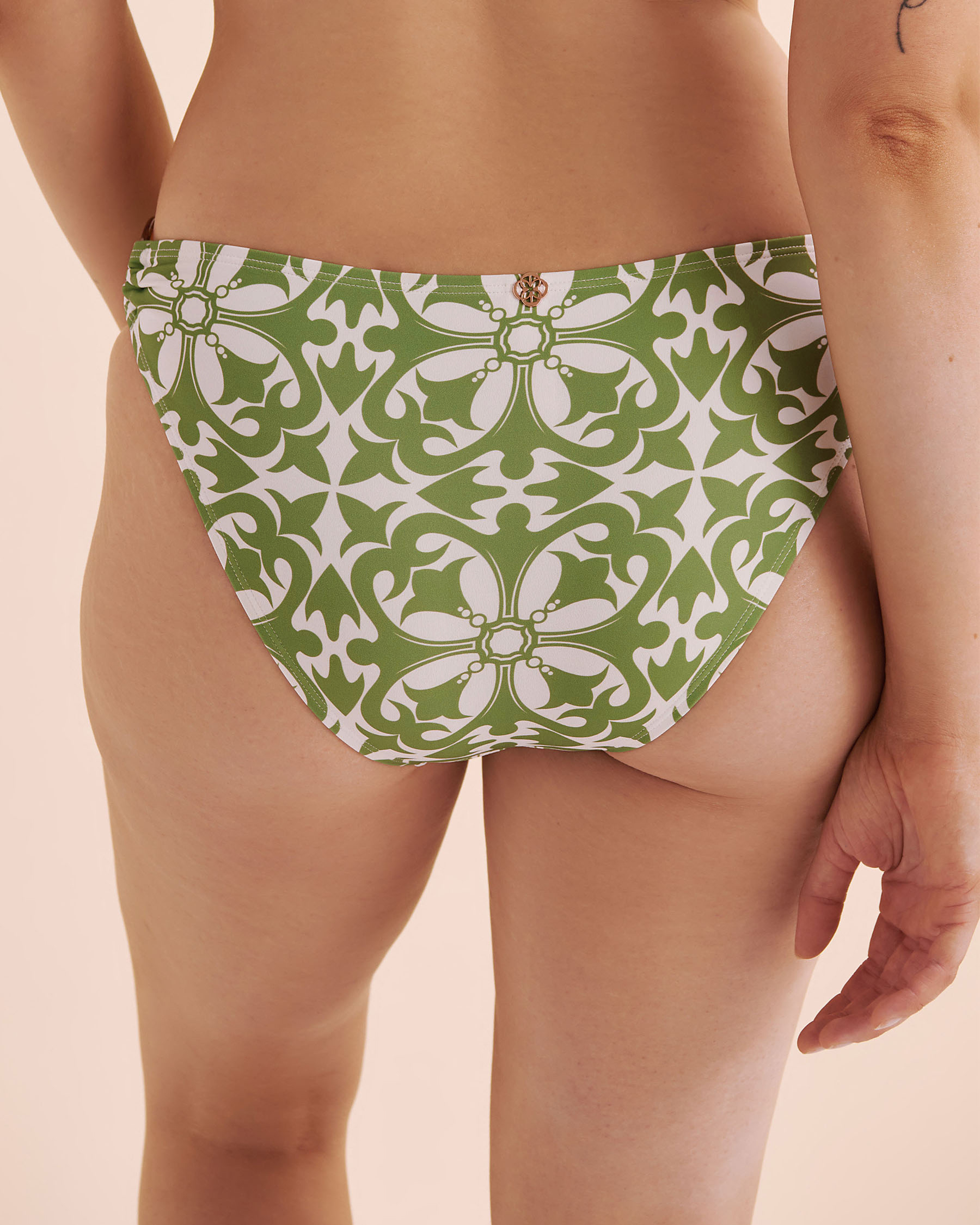 TURQUOISE COUTURE Low Rise Brazilian Bikini Bottom Jade Green Mosaic 01300444 - View6