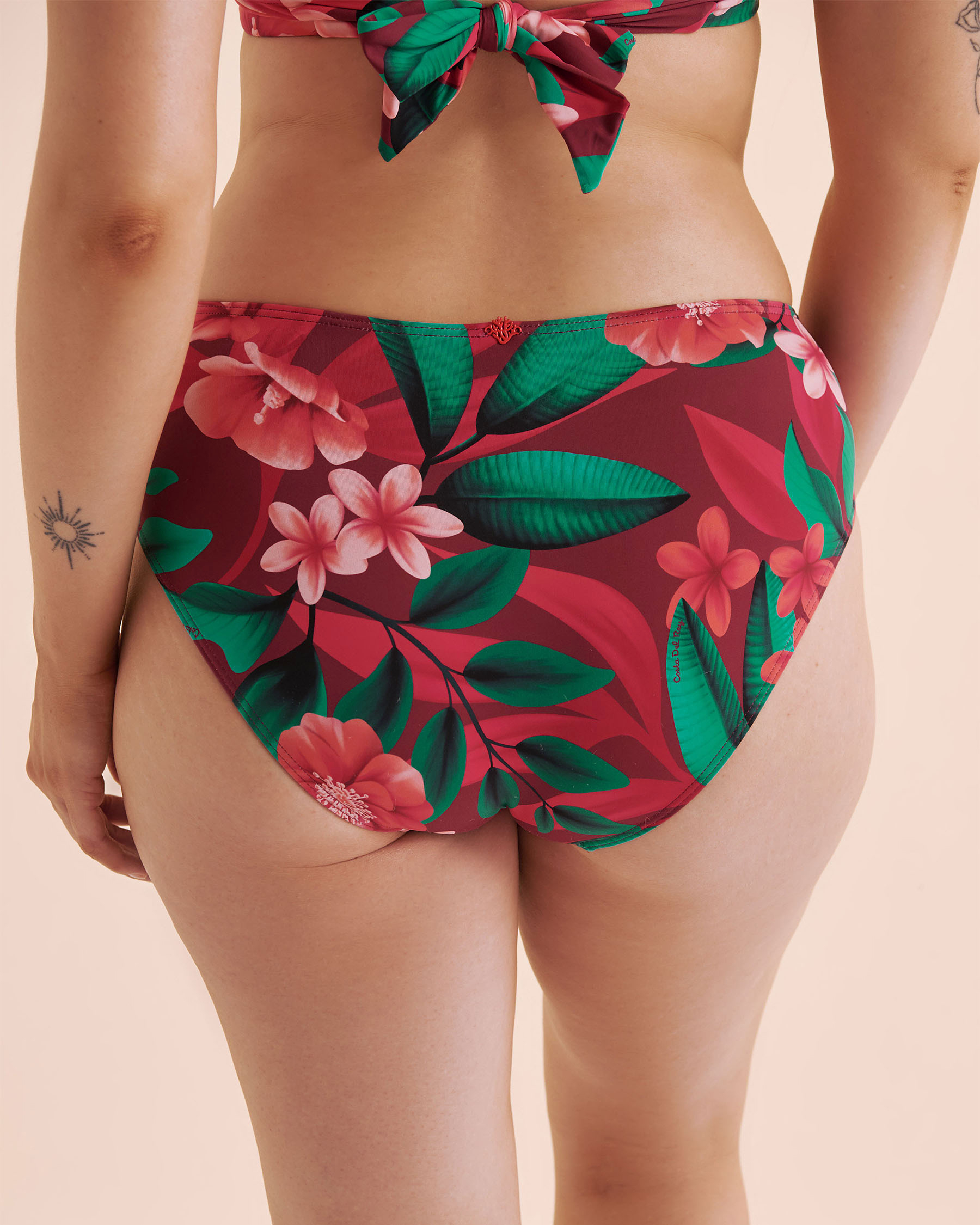 COSTA DEL REY Mid Rise Bikini Bottom Pink Floral Exotic Mist 01300436 - View5