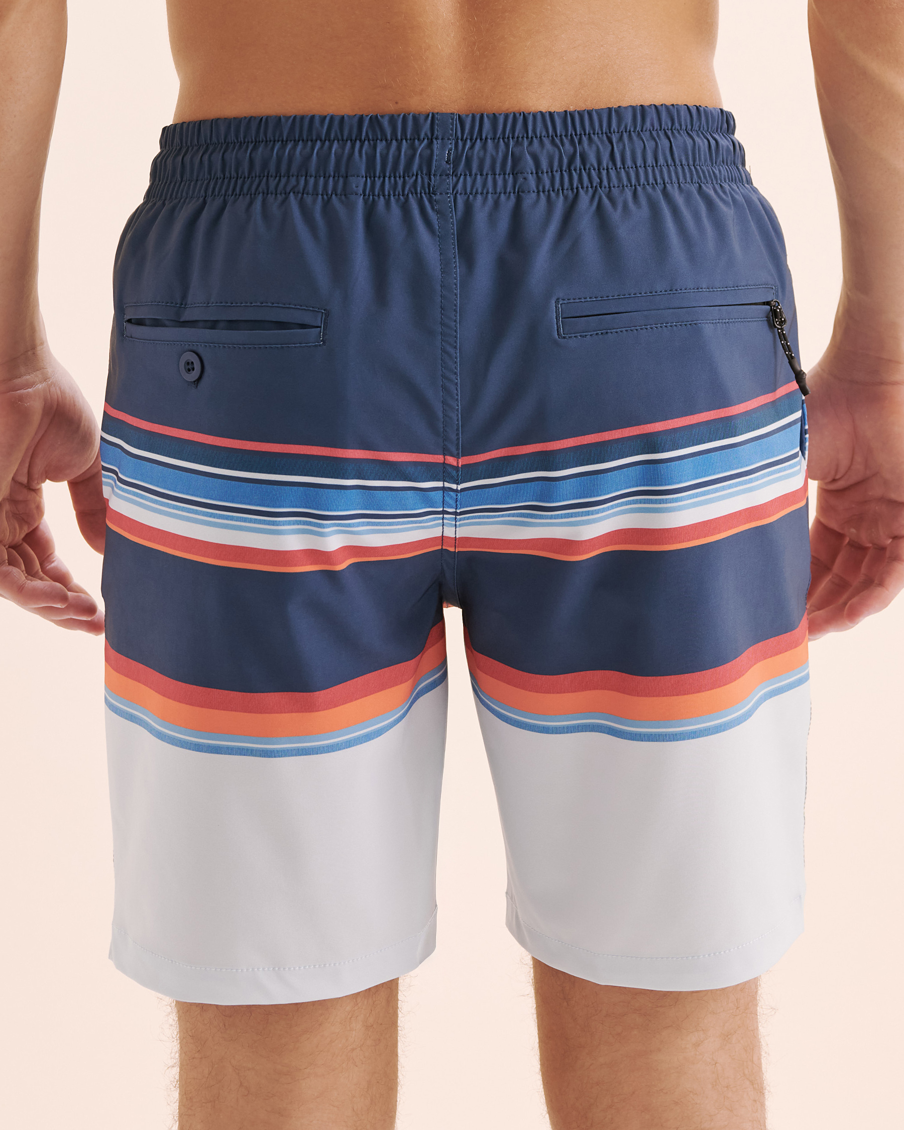 LUCKY ALOHA Phase Mesh Liner Volley Swimsuit Navy Blue Stripes PHS1047 - View2