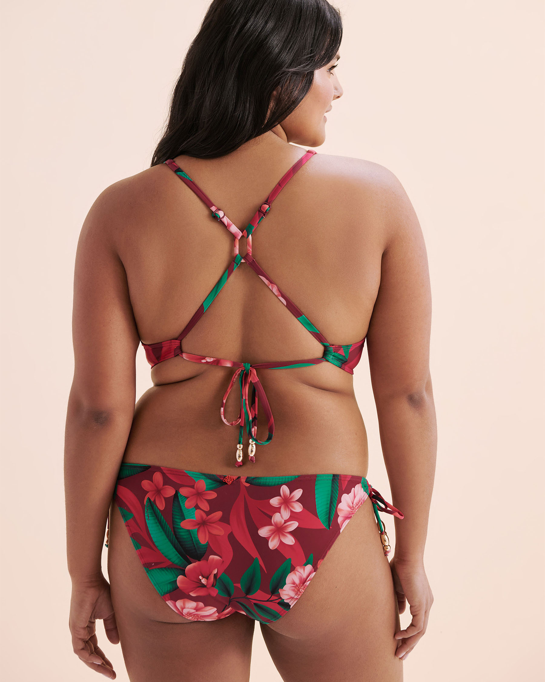 COSTA DEL REY Plunge Bikini Top Pink Floral Exotic Mist 01100412 - View9