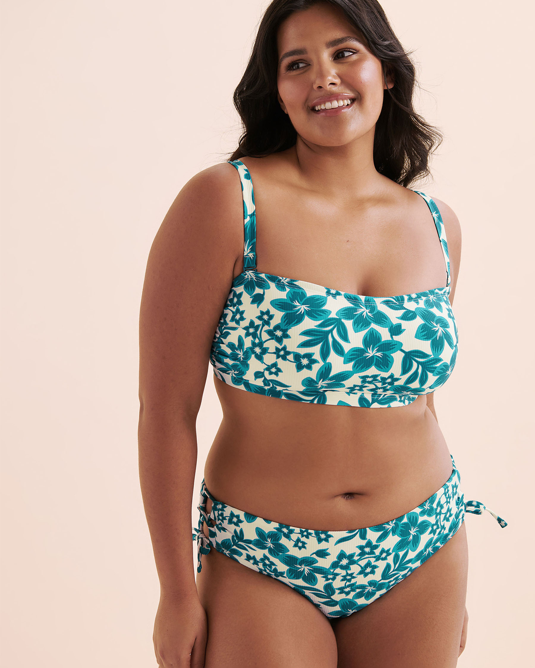 EAU DE SEA Ribbed Bandeau Bikini Top Floral Blue 01100415 - View6
