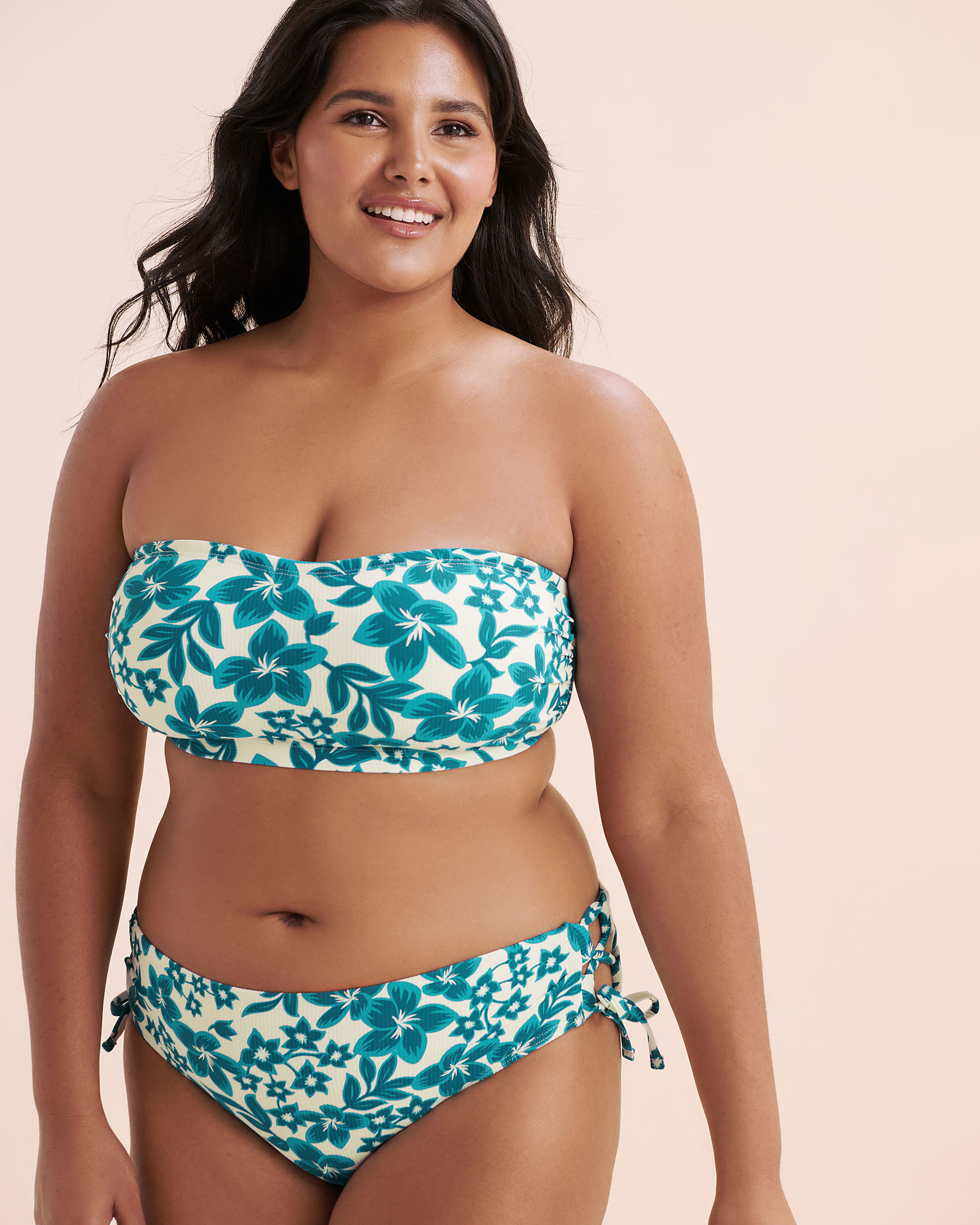 EAU DE SEA Ribbed Mid Rise Bikini Bottom Floral Blue 01300452 - View10