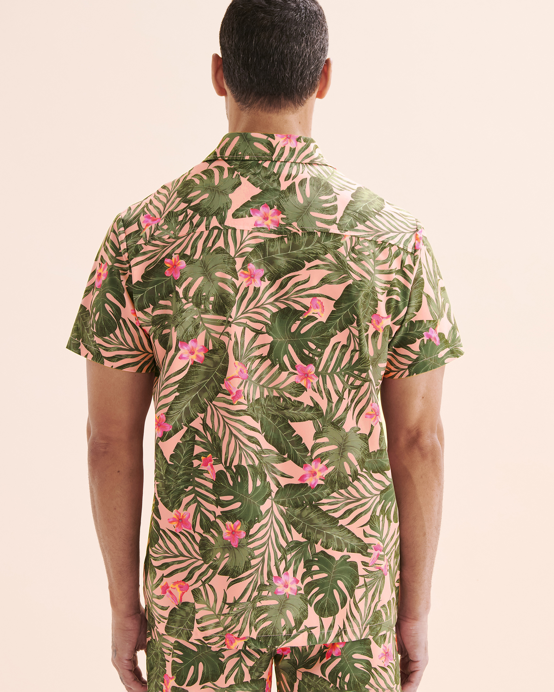HAMABE Short Sleeve Shirt Pink Tropical 04100034 - View3