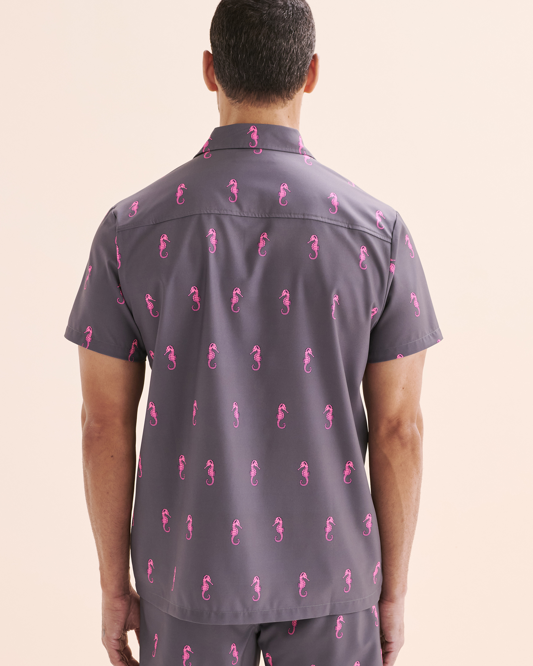 HAMABE Short Sleeve Shirt Seahorse Pink 04100034 - View3