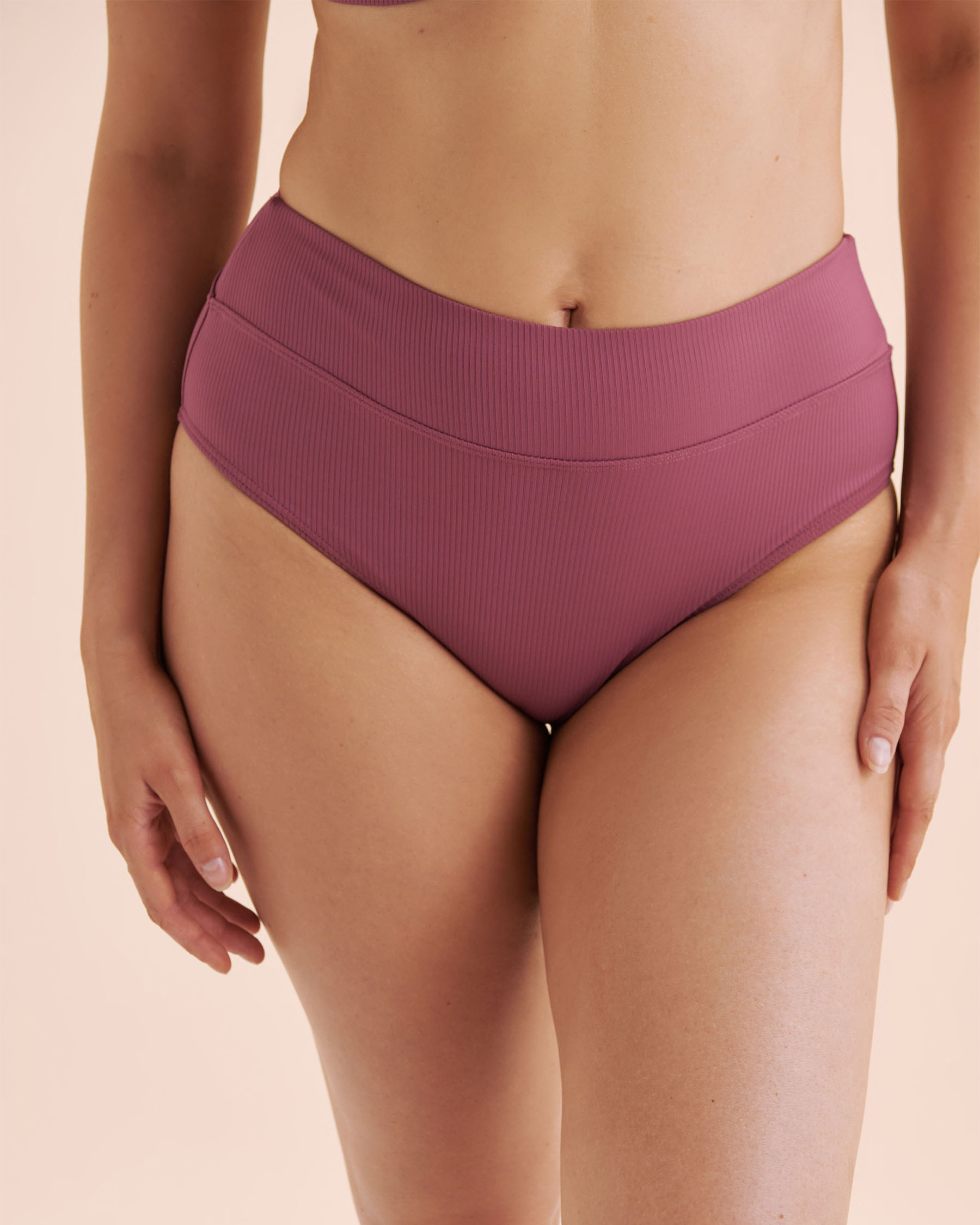 EAU DE SEA Ribbed High Rise Bikini Bottom Damson Purple 01300461 - View1