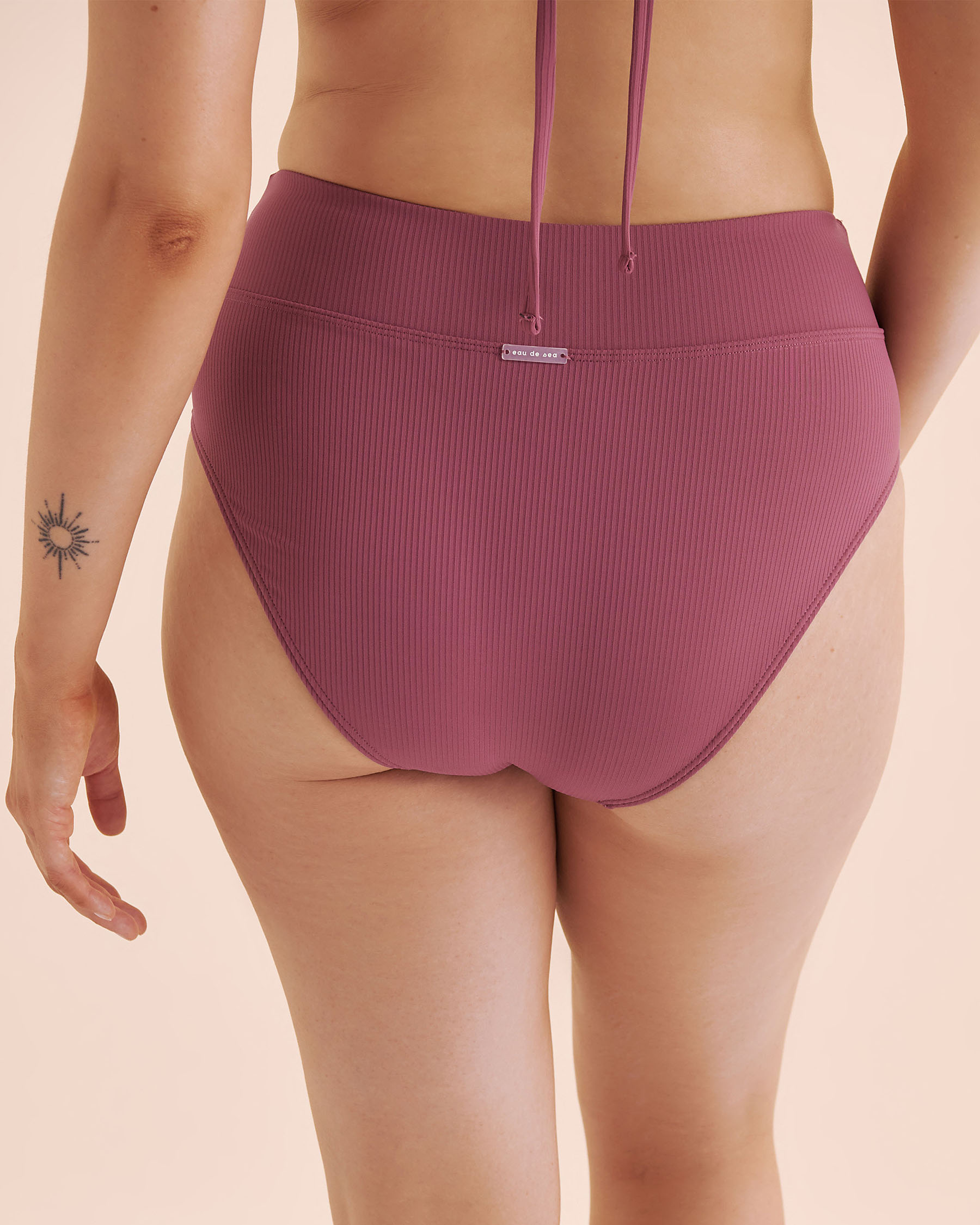 EAU DE SEA Ribbed High Rise Bikini Bottom Damson Purple 01300461 - View2