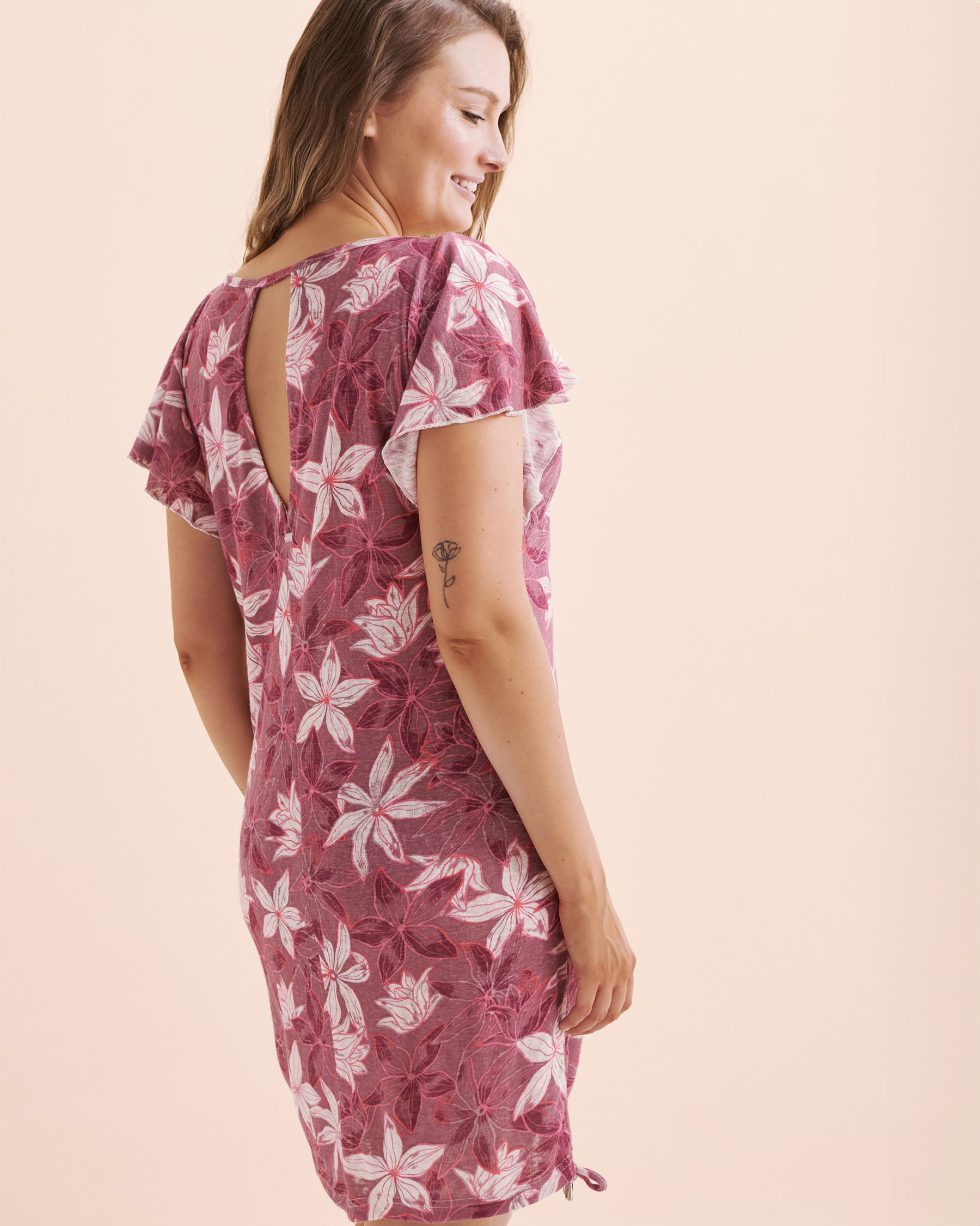 EAU DE SEA Short Sleeve Knit Tunic Floral Damson Purple 02400052 - View7