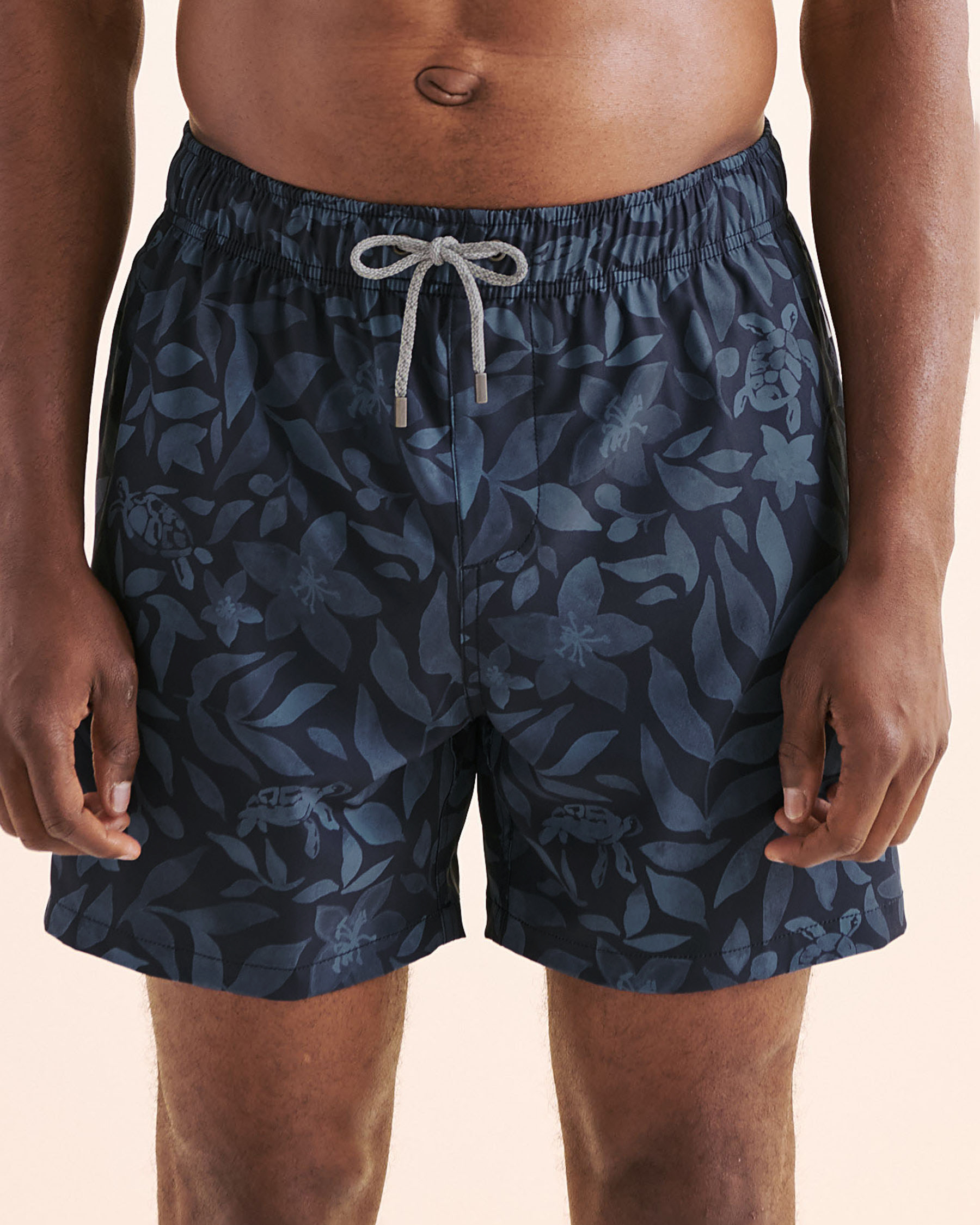 VINTAGE SUMMER 4-Way Stretch Printed Volley Swimsuit Navy Blue V70901BV - View1