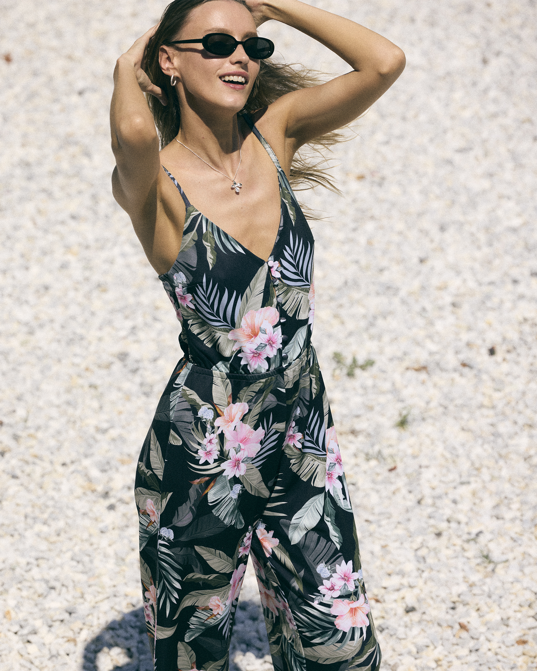 EVERYDAY SUNDAY Coastal Heaven  Cami Jumpsuit Black, green, pink ESBEAW05855 - View3