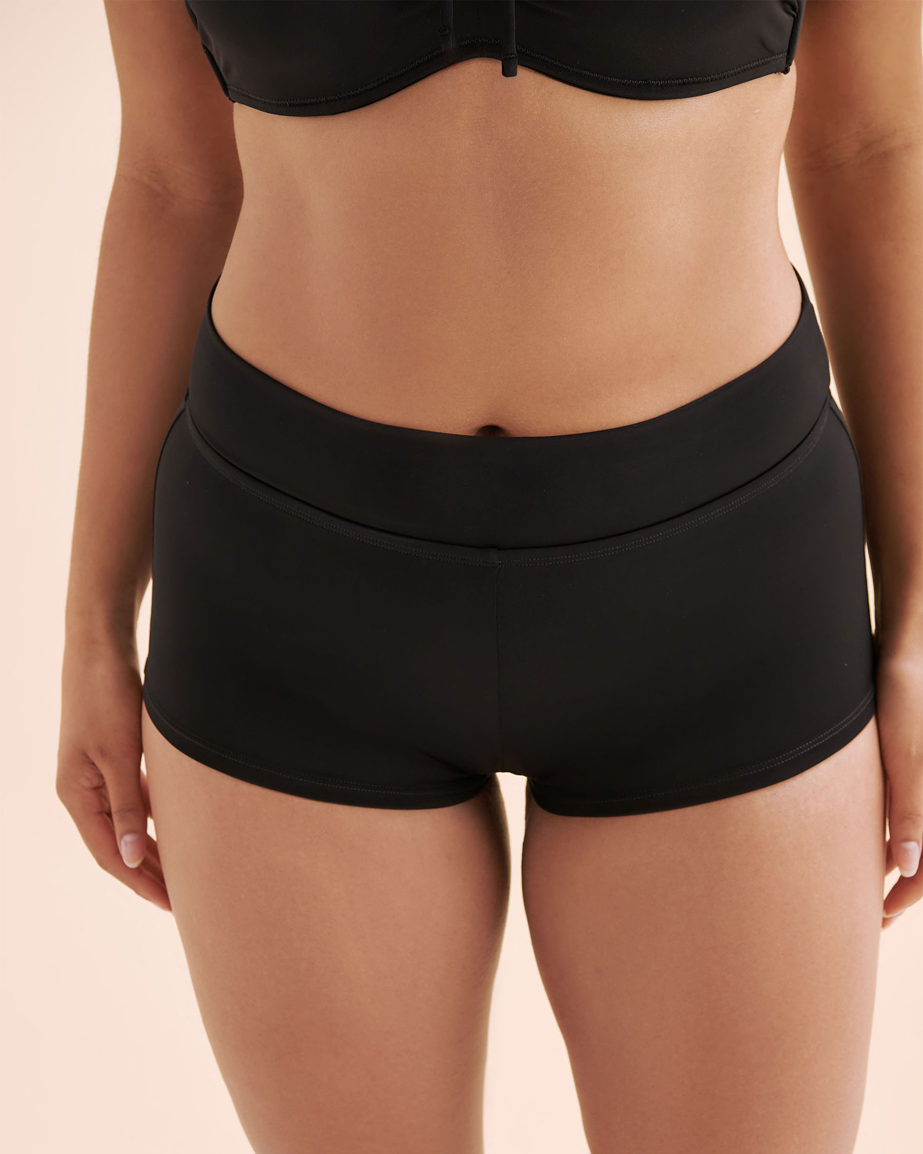TURQUOISE COUTURE Folded Boy Short Bikini Bottom Black 01300481 - View1
