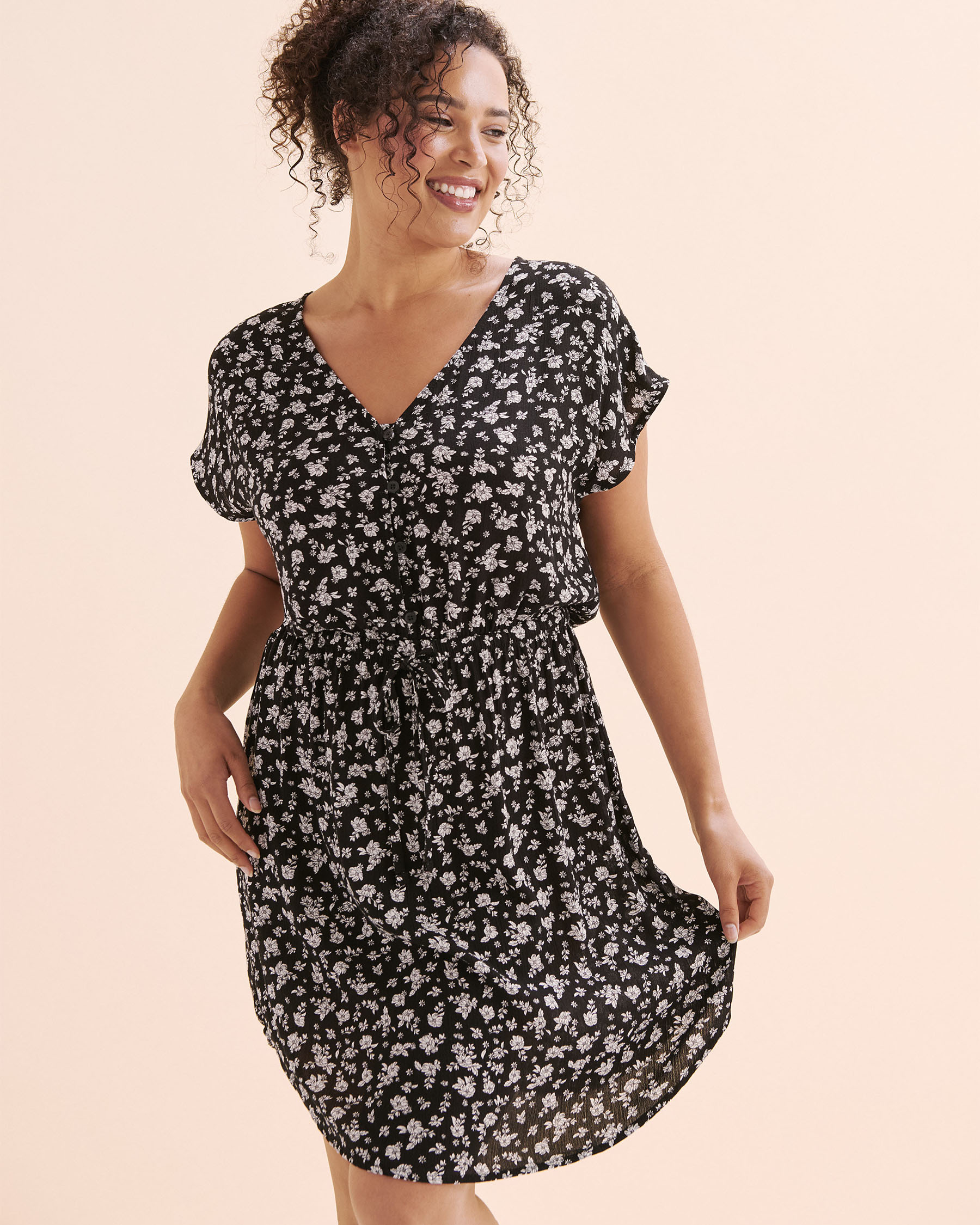 TROPIK Gauze Short Dress Black and white 02300171 - View8