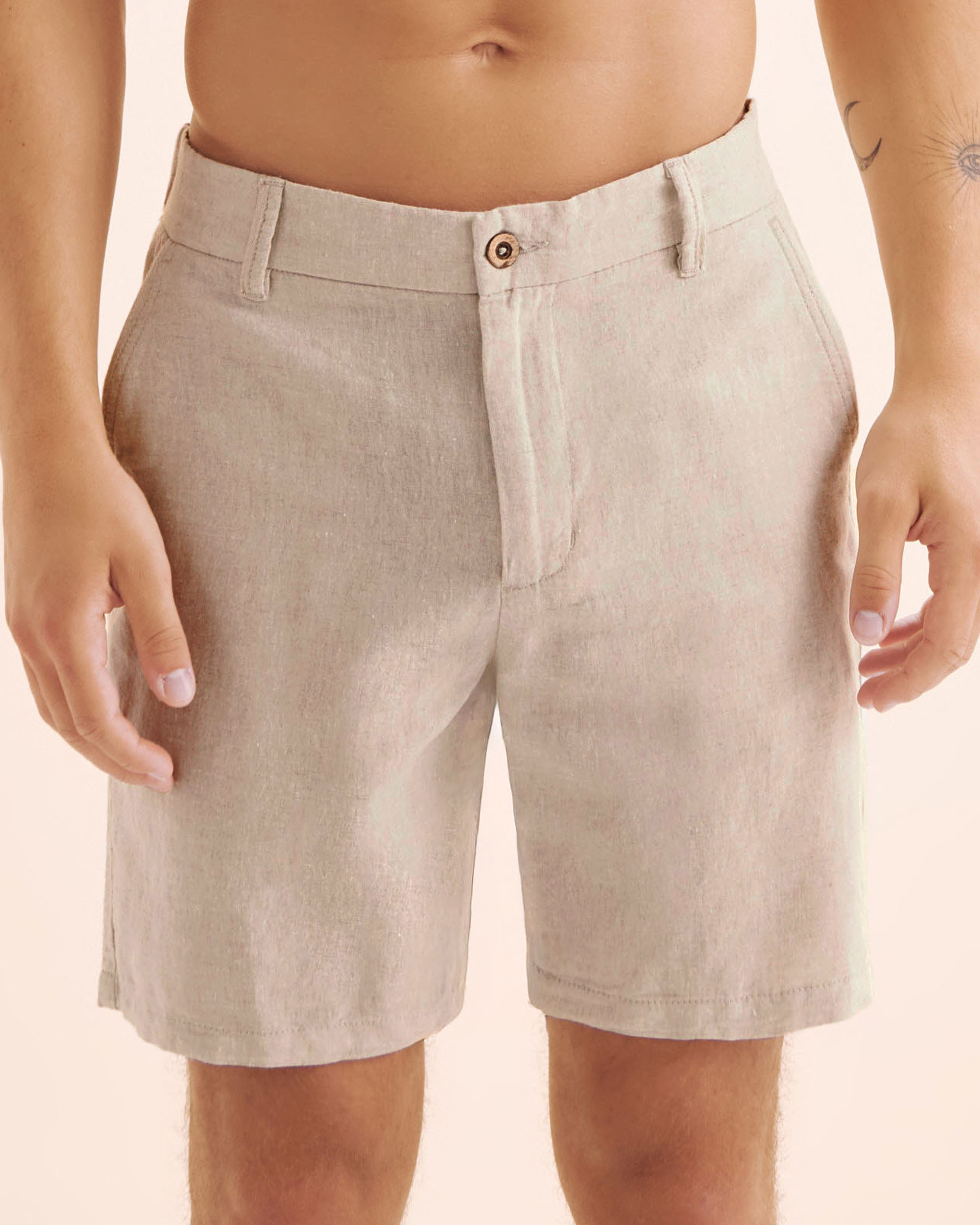PUBLIC BEACH Linen Blend Bermuda Beige PB8801BIK - View1