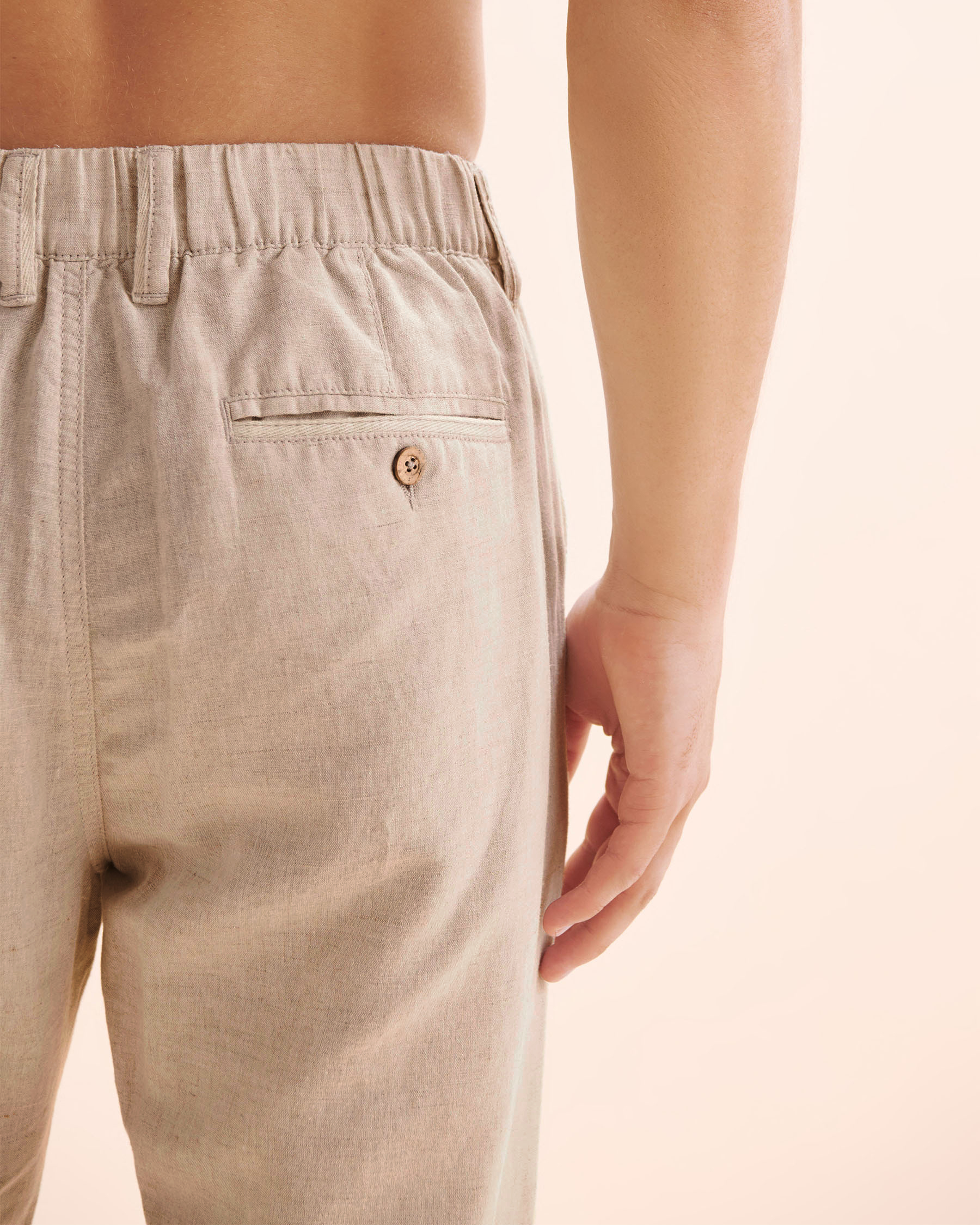 PUBLIC BEACH Linen Blend Pants Beige PB8101BIK - View3
