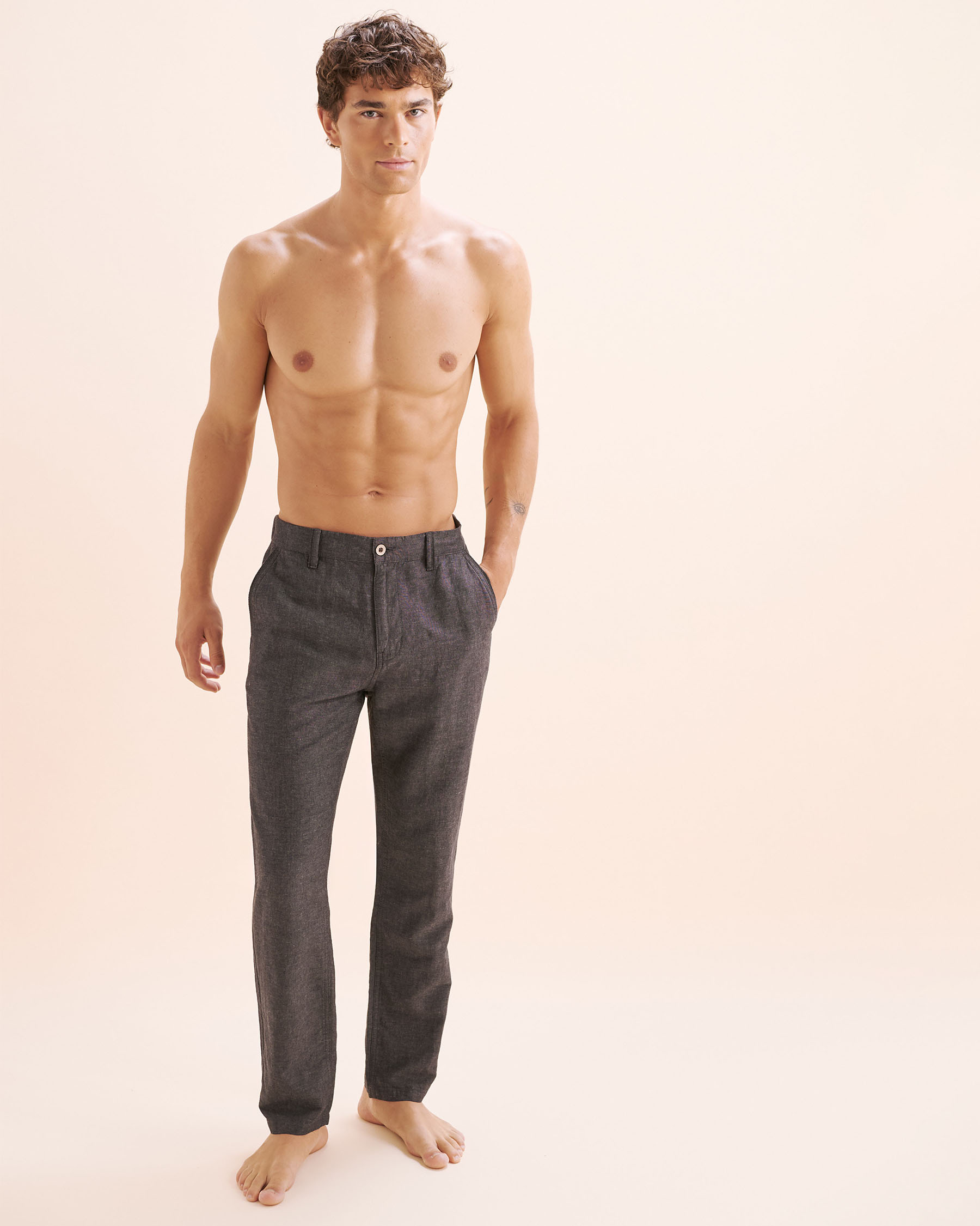 PUBLIC BEACH Linen Blend Pants Black PB8101BIK - View4