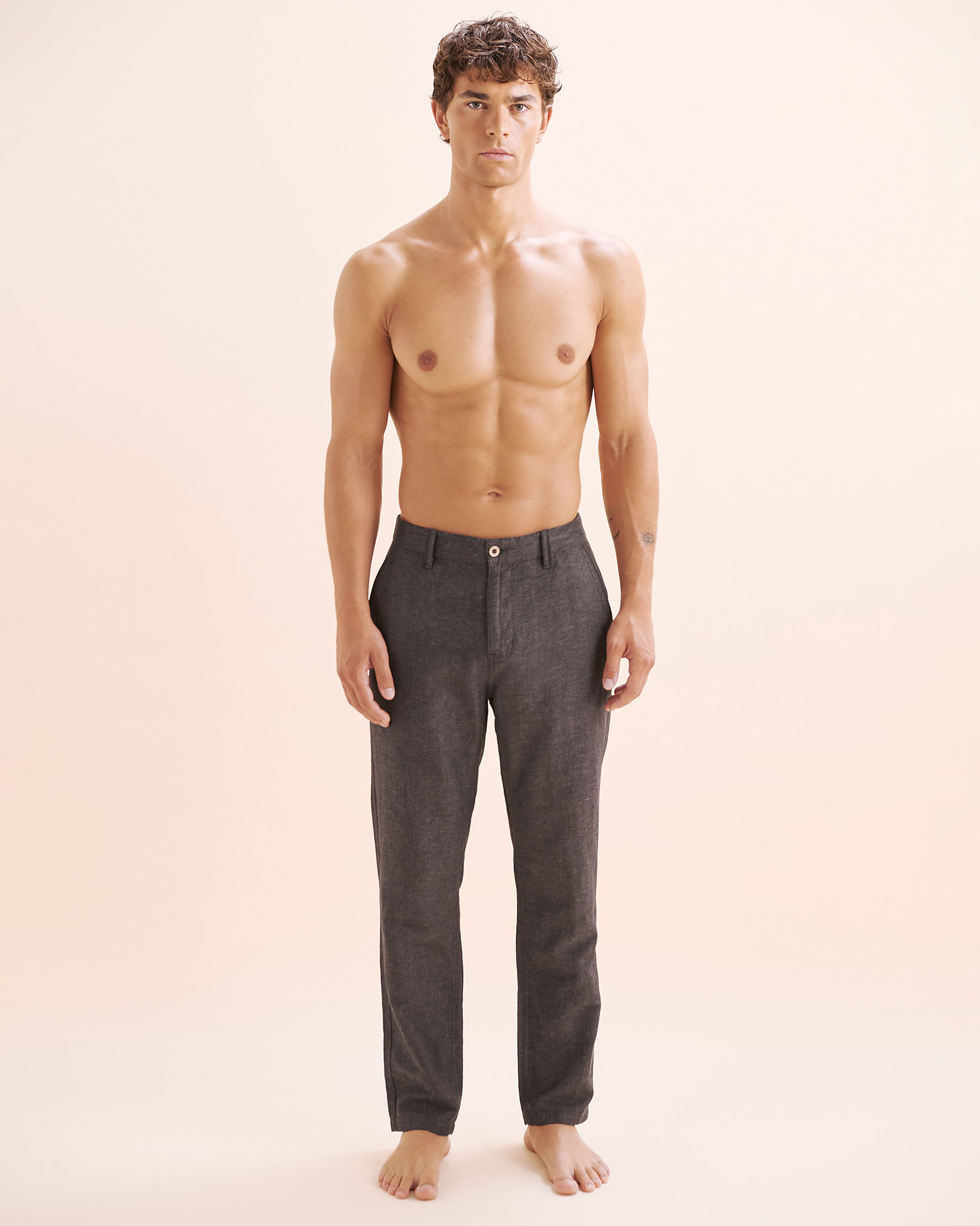 PUBLIC BEACH Linen Blend Pants Black PB8101BIK - View5