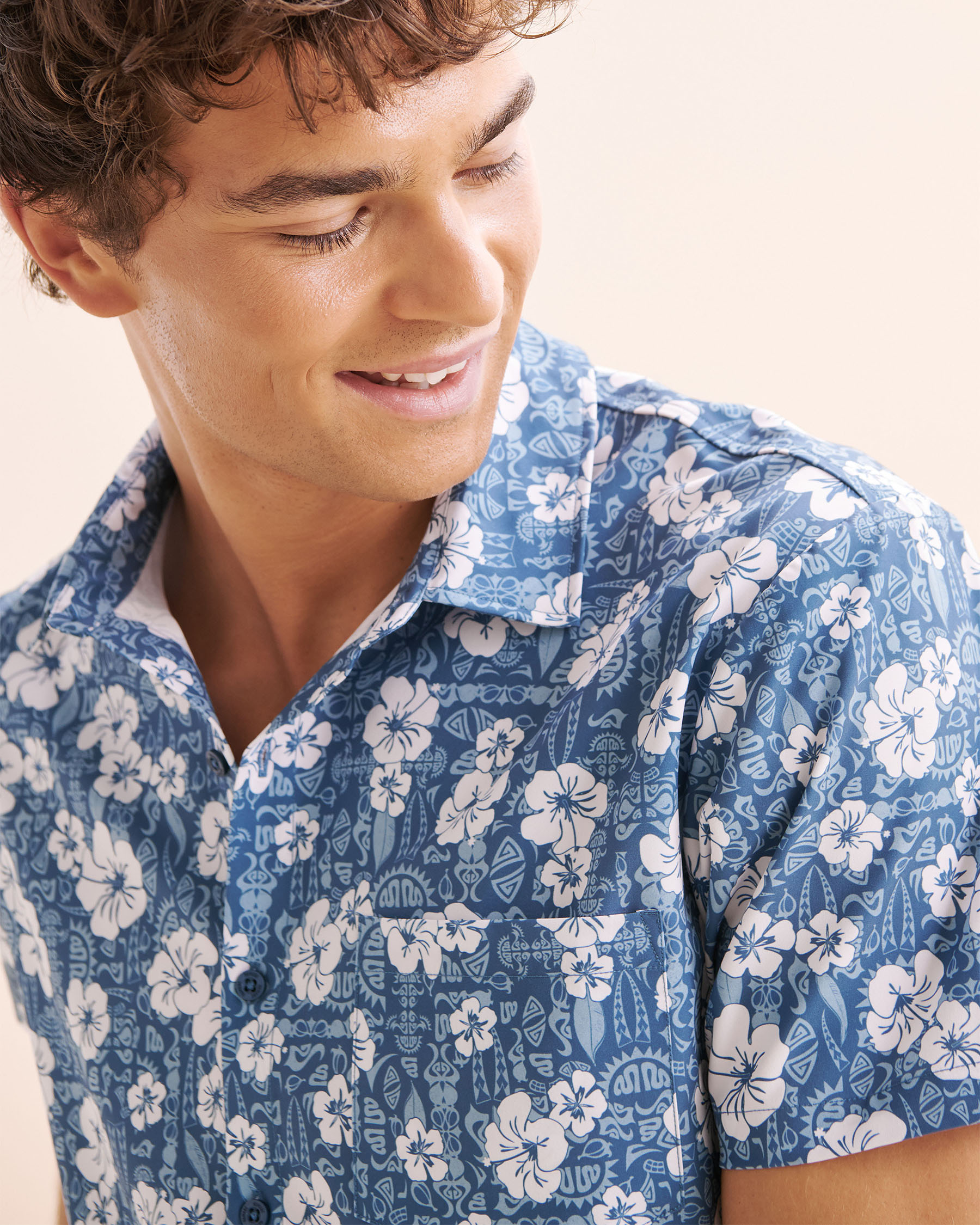 HAMABE Short Sleeve Shirt Blue 04100040 - View4