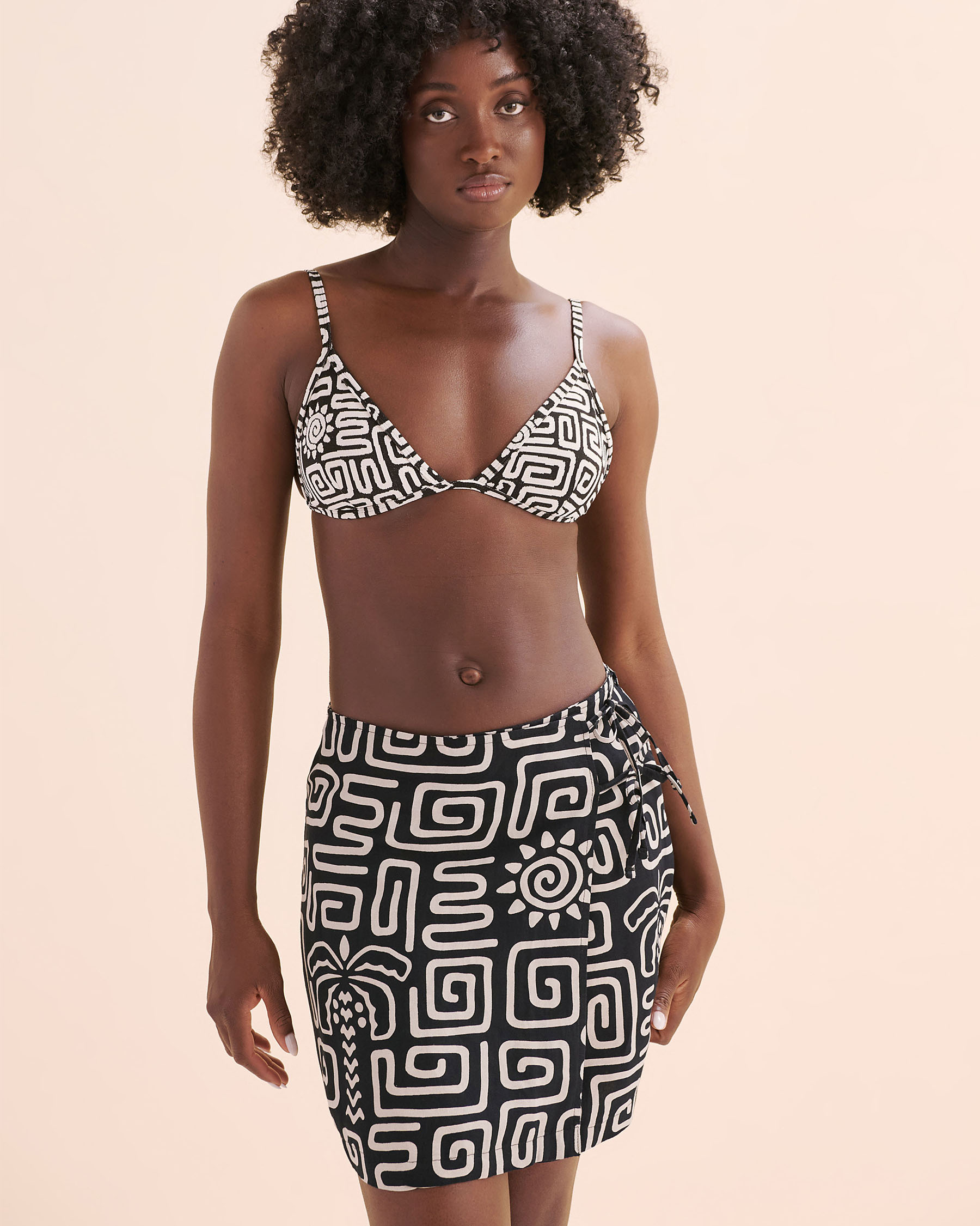 RIP CURL Sunset Luau Wrap Skirt Black and beige 02MWSK - View3