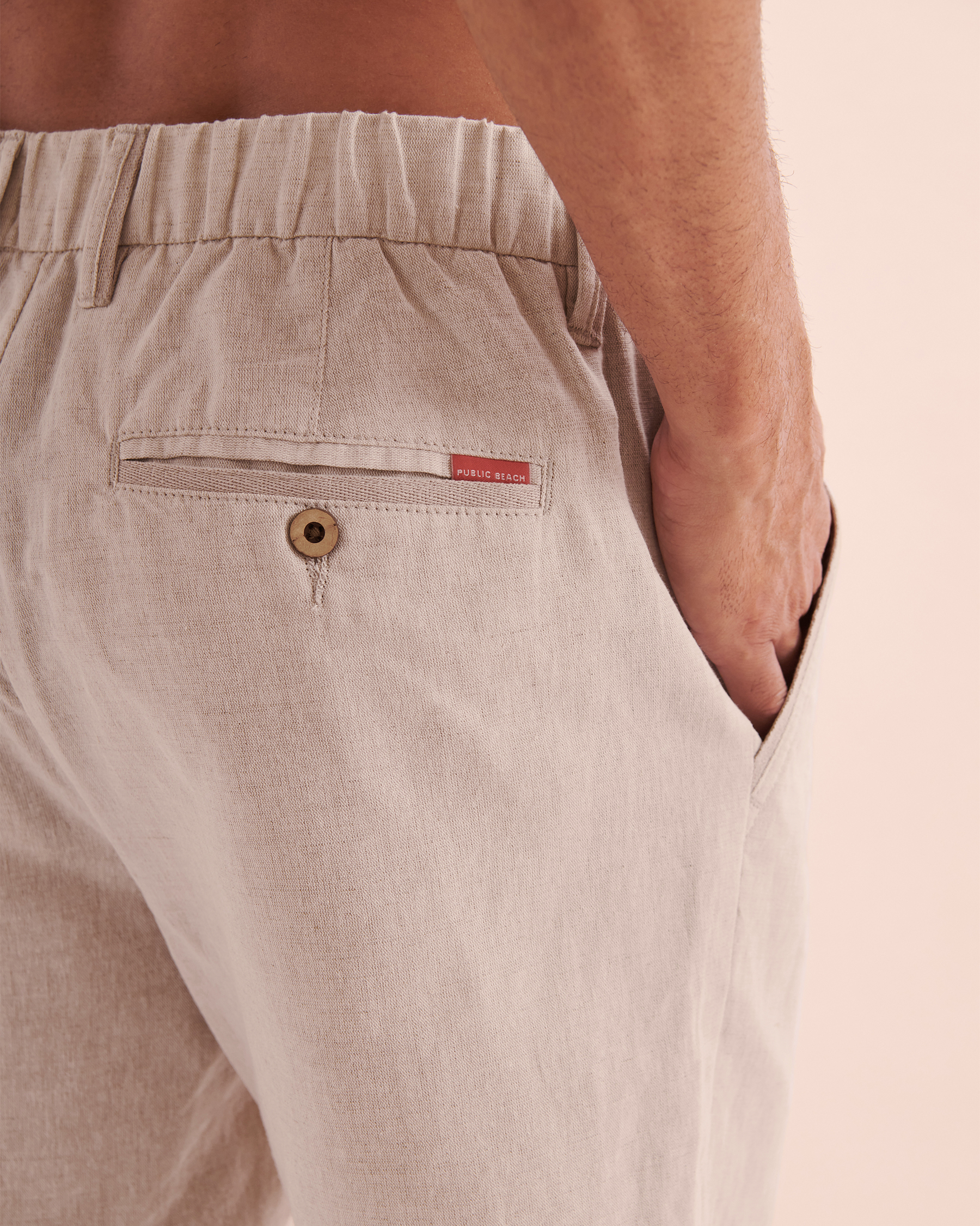 PUBLIC BEACH Linen Bermuda Shorts Natural PB7801BIK - View3