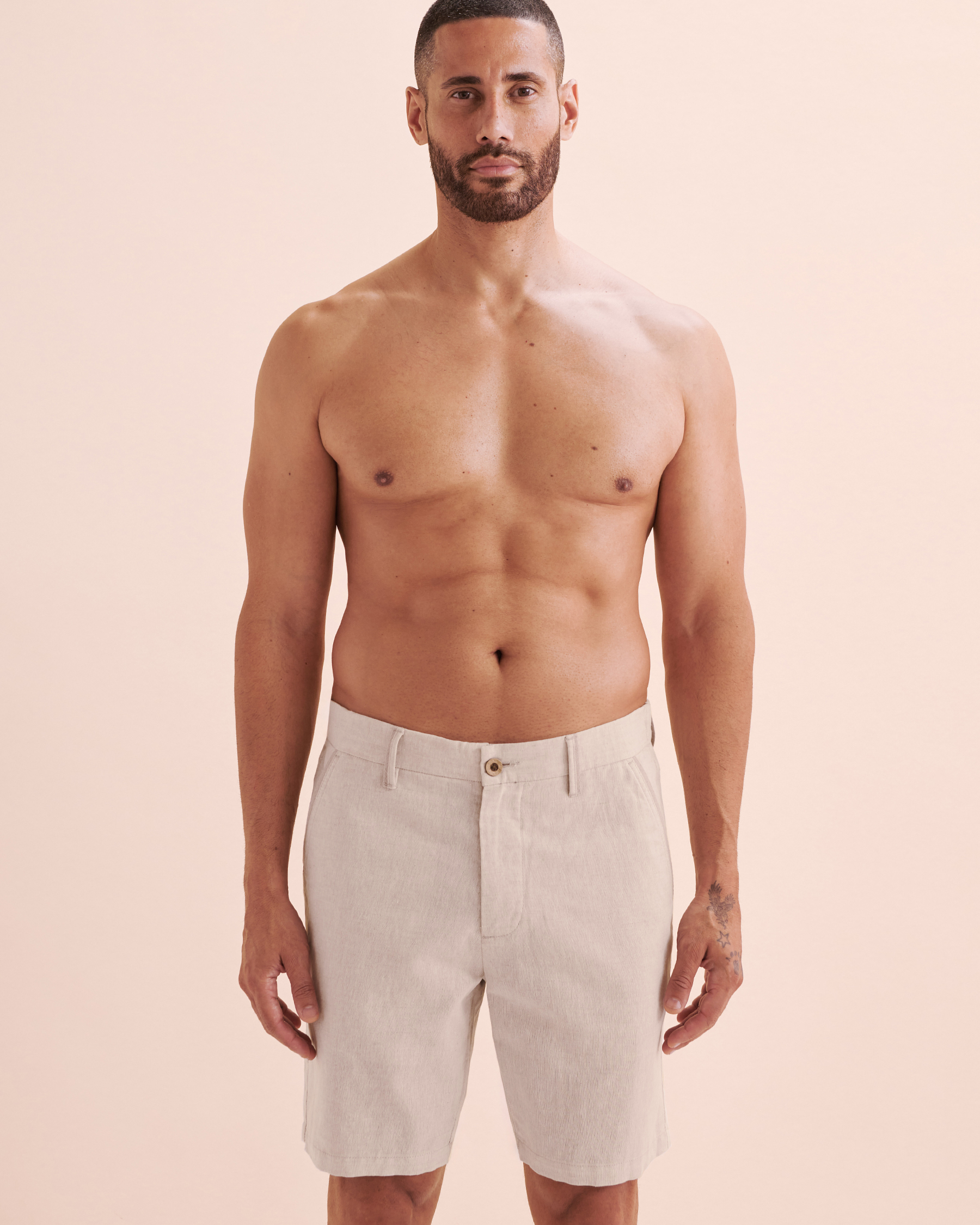 PUBLIC BEACH Linen Bermuda Shorts Natural PB7801BIK - View5