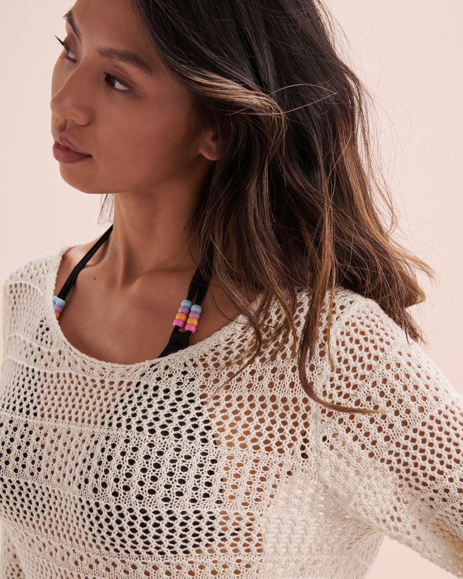 MY BIKINI STORY Long Sleeve Crochet Tunic Off-white 02400041 - View8