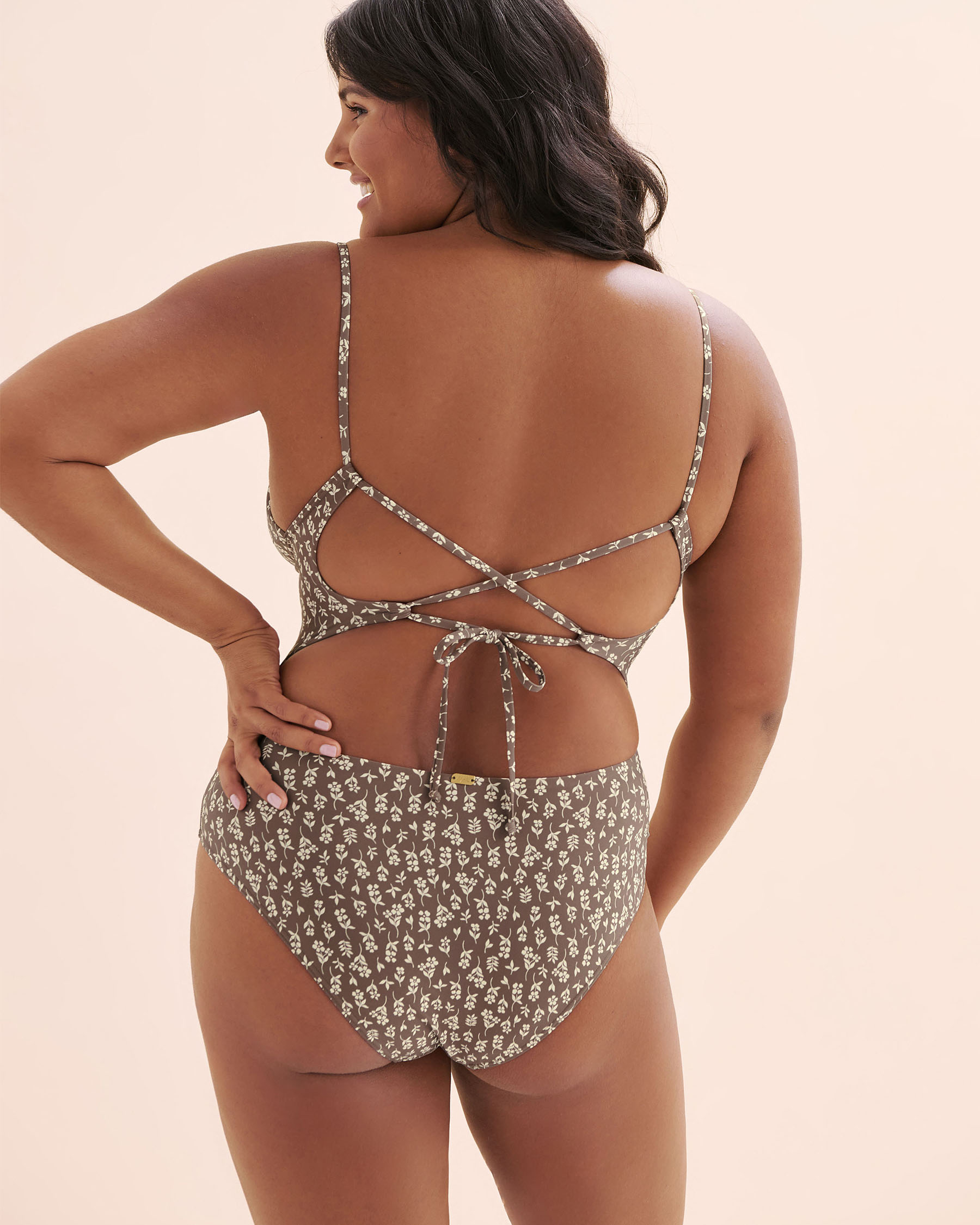 TROPIK Floral One-Piece Swimsuit Brown and white 01400121 - View7