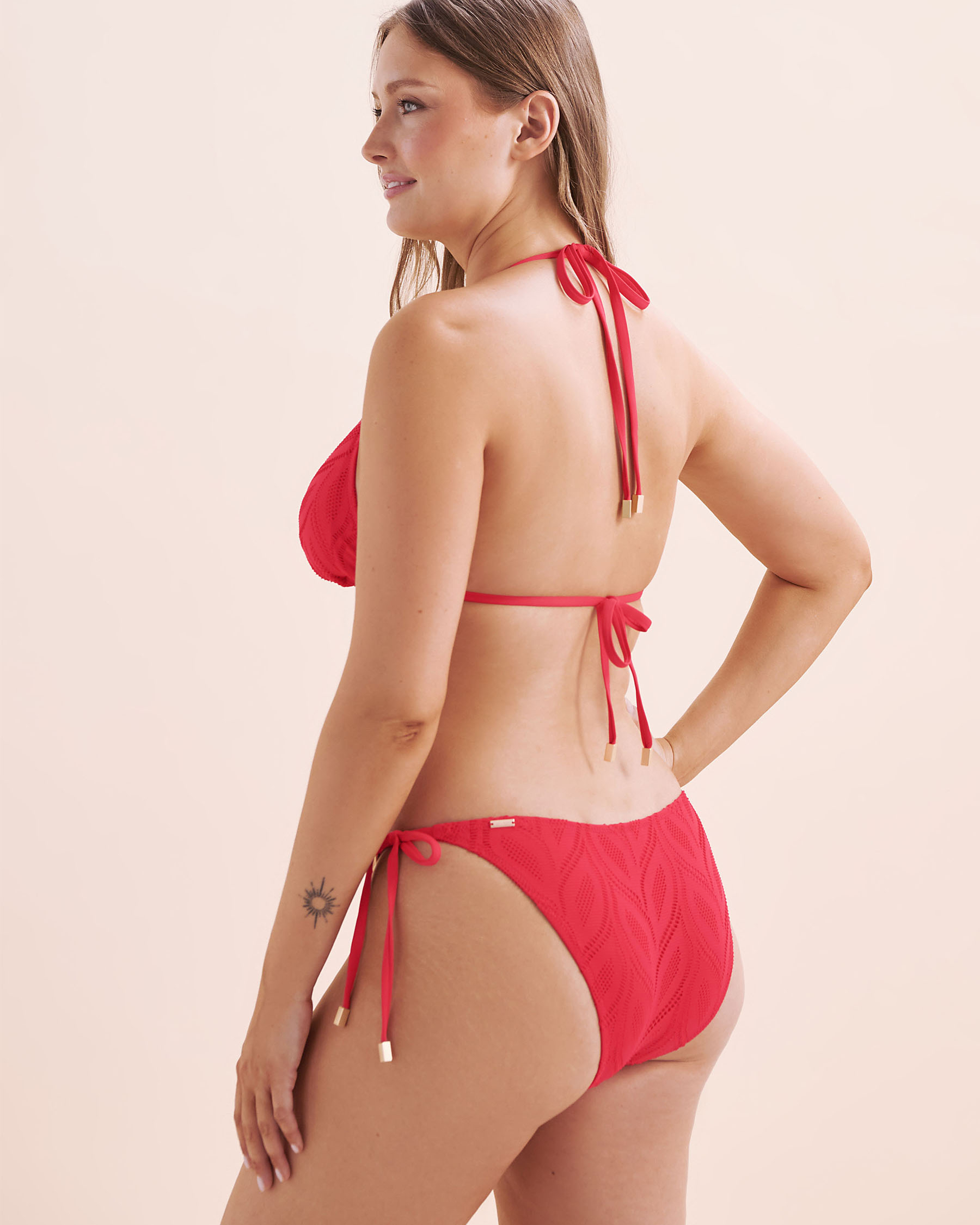 SANTEMARE Lace Triangle Bikini Top Red 01100491 - View6