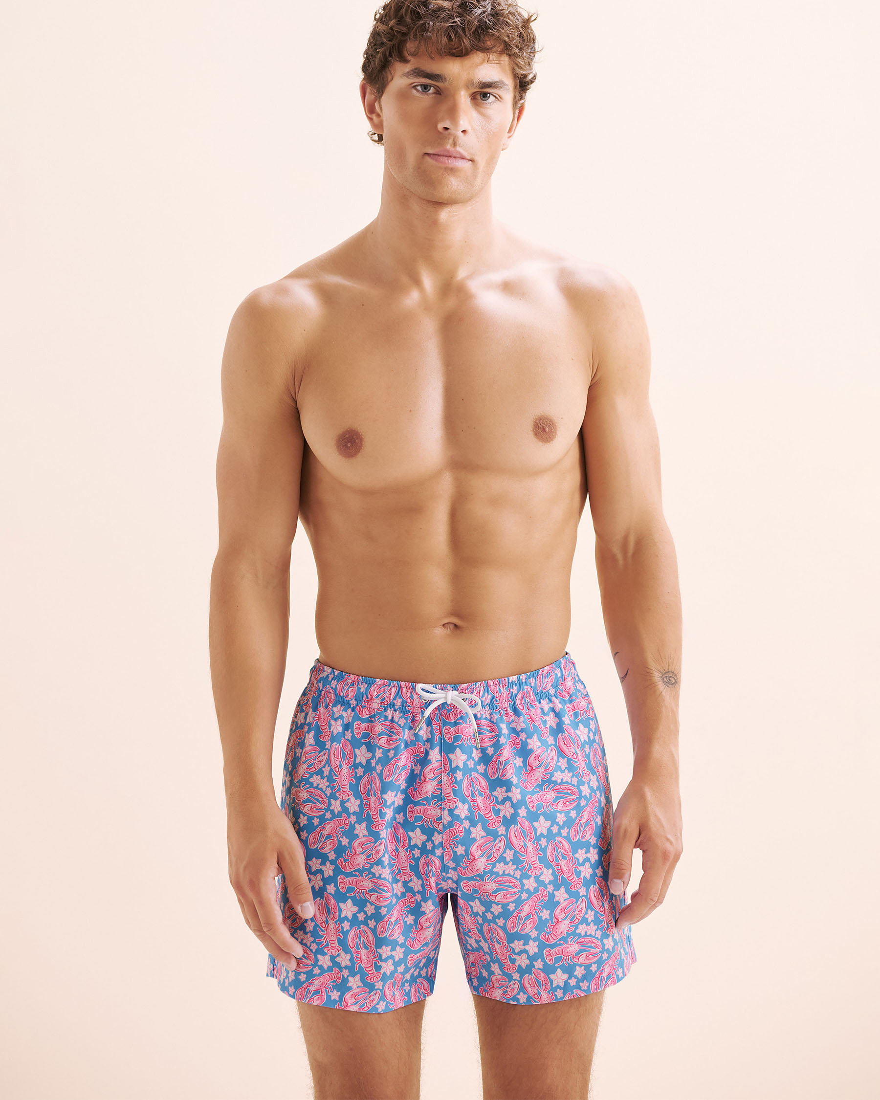 BERMIES Lobster Coralway Classic Mesh Liner Swimsuit Blue and pink LOBSCRLW-CLA - View5