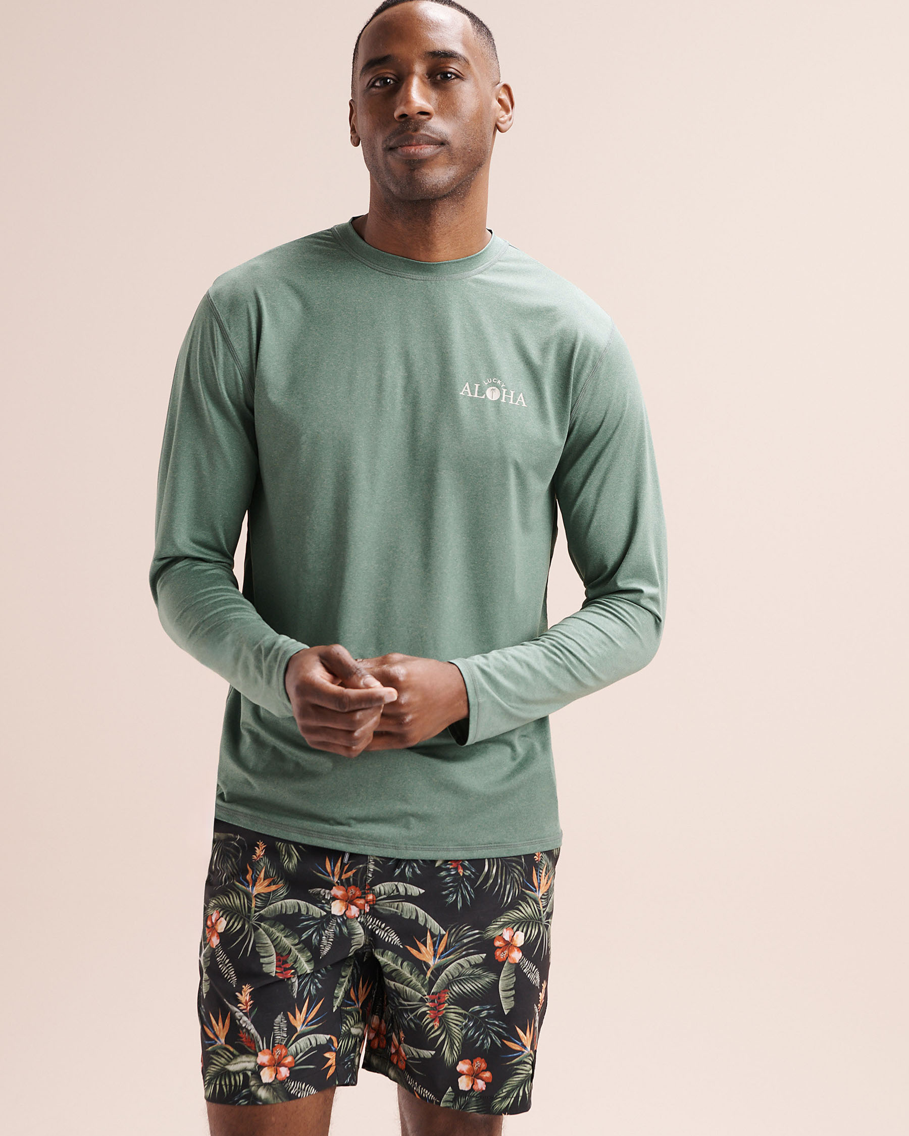 LUCKY ALOHA Interval Long Sleeves Rashguard Olive green INT7767 - View2