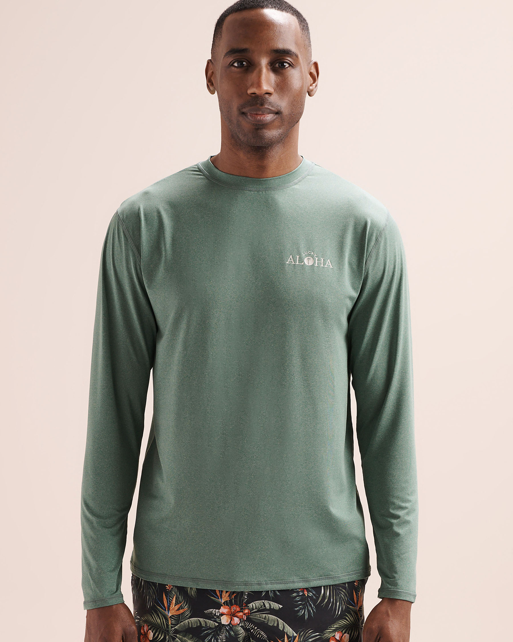 LUCKY ALOHA Interval Long Sleeves Rashguard Olive green INT7767 - View1