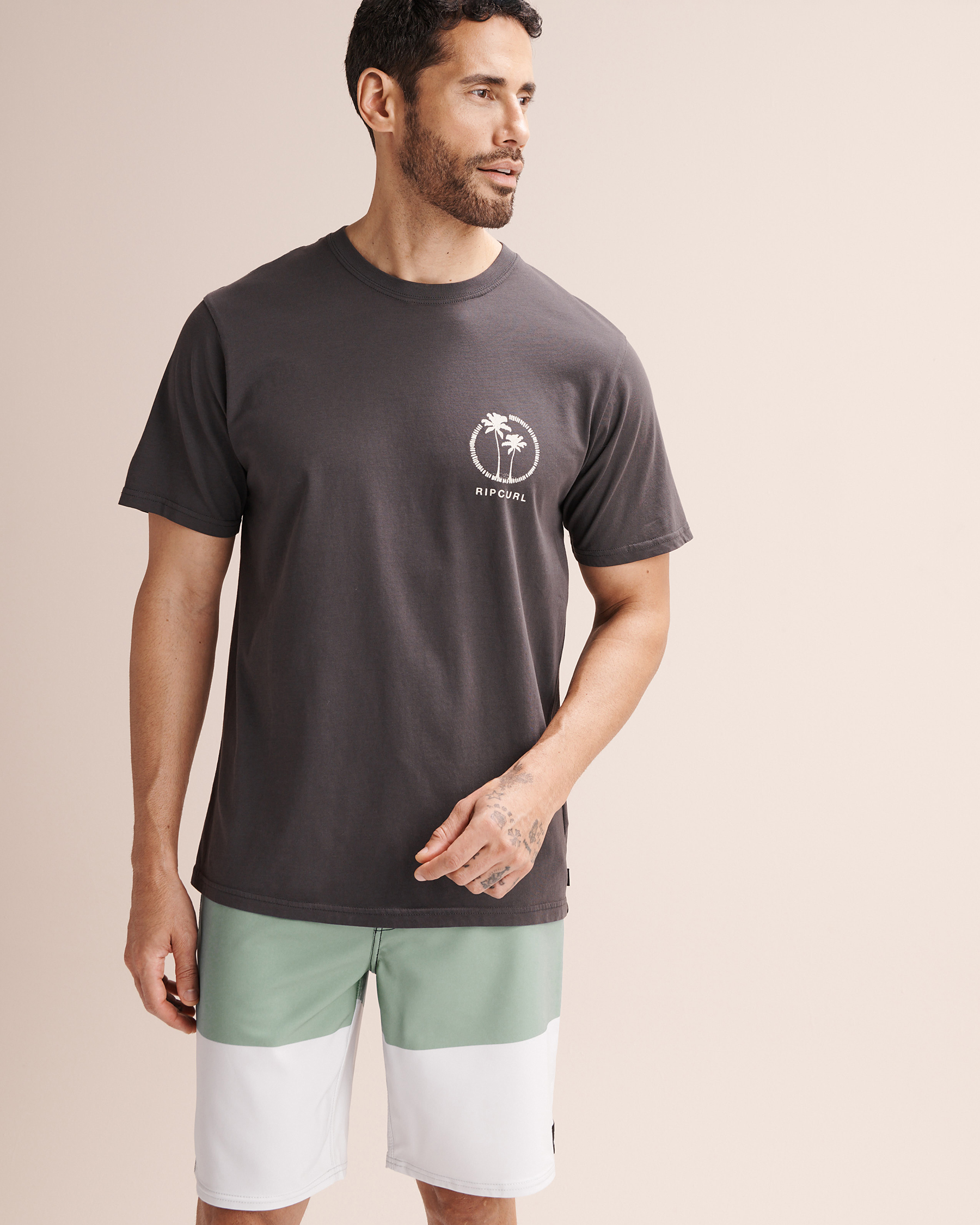 RIP CURL Mod Cali Two Palms T-Shirt Black 0SPMTE - View1