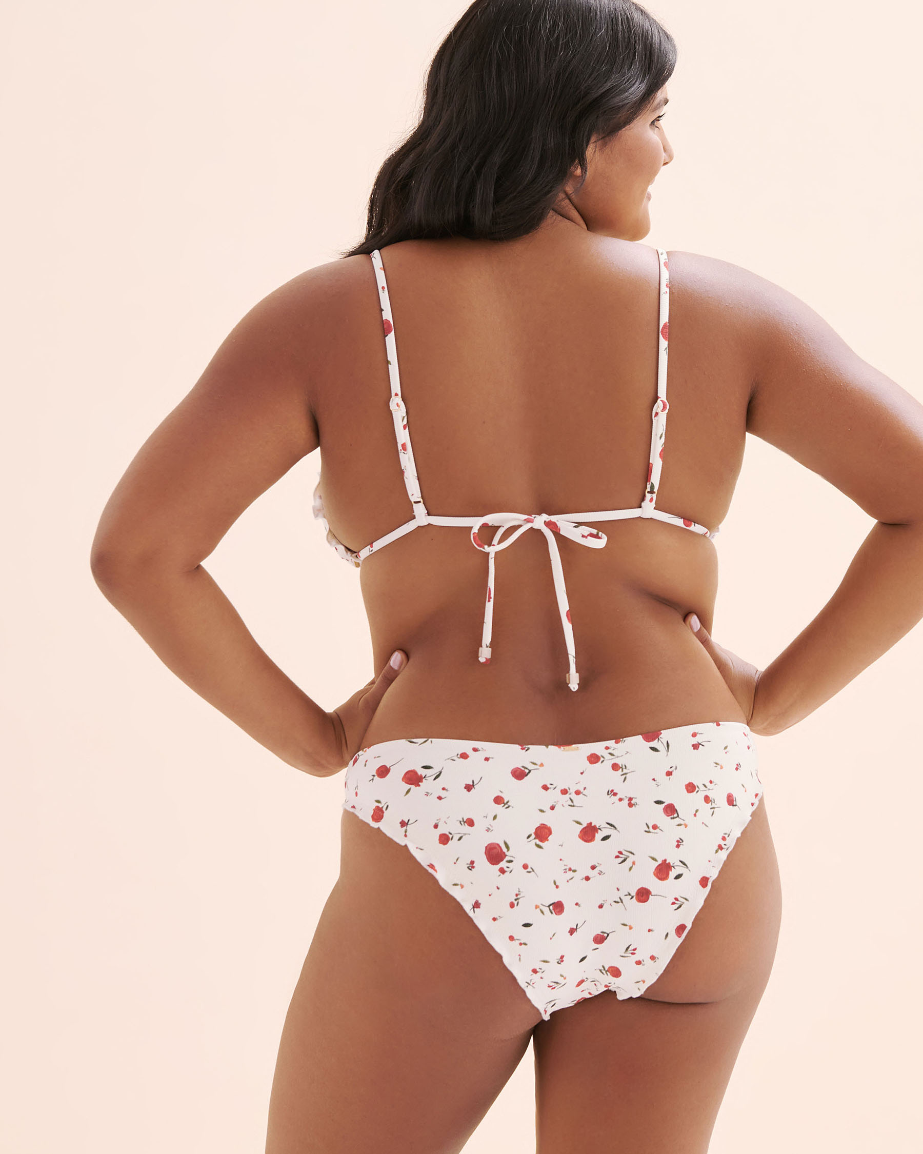EVERYDAY SUNDAY Rosy Bliss Frill Edge Triangle Bikini Top White, red, green ESBEAW05719 - View8