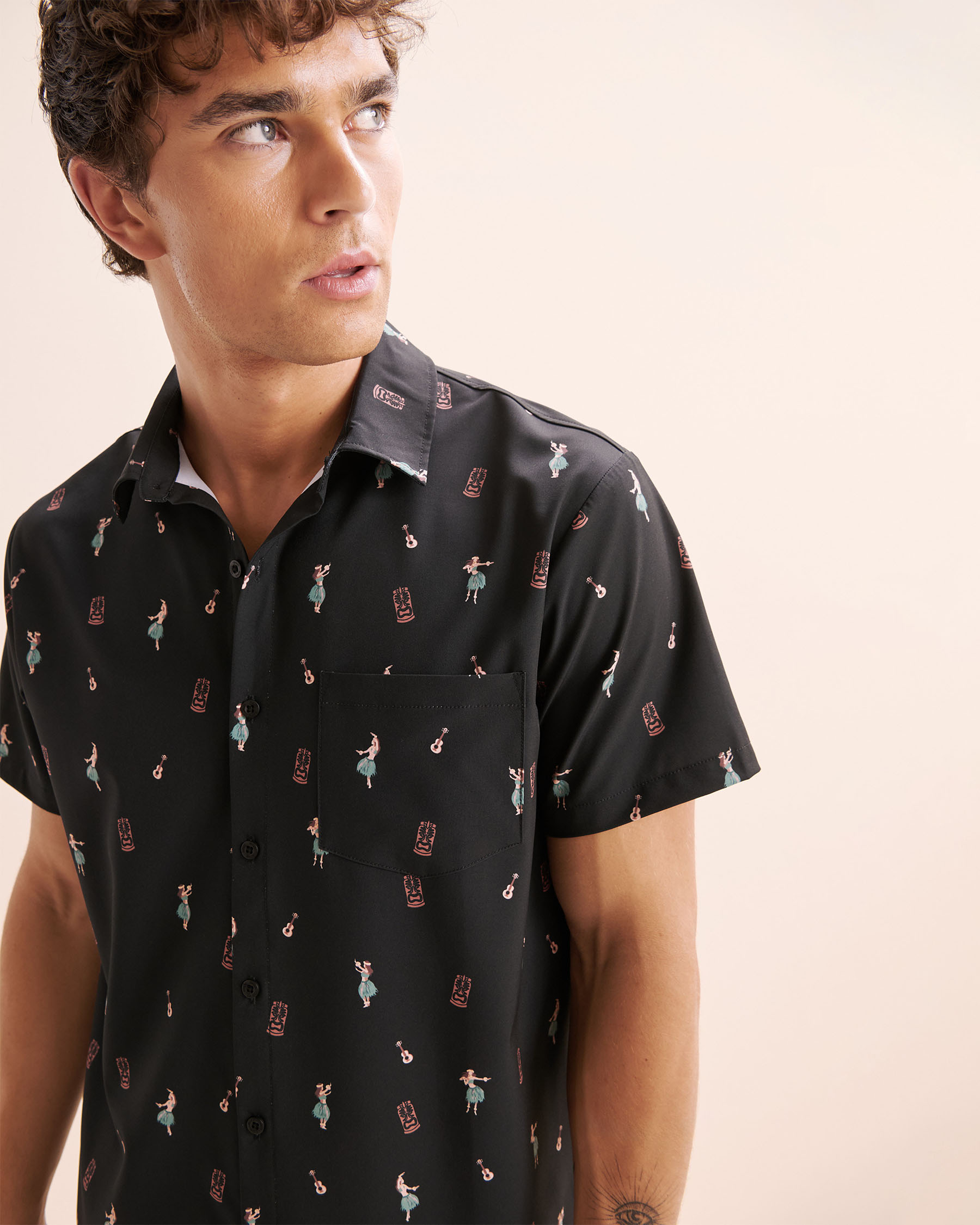 HAMABE Short Sleeves Shirt Black 04100048 - View5