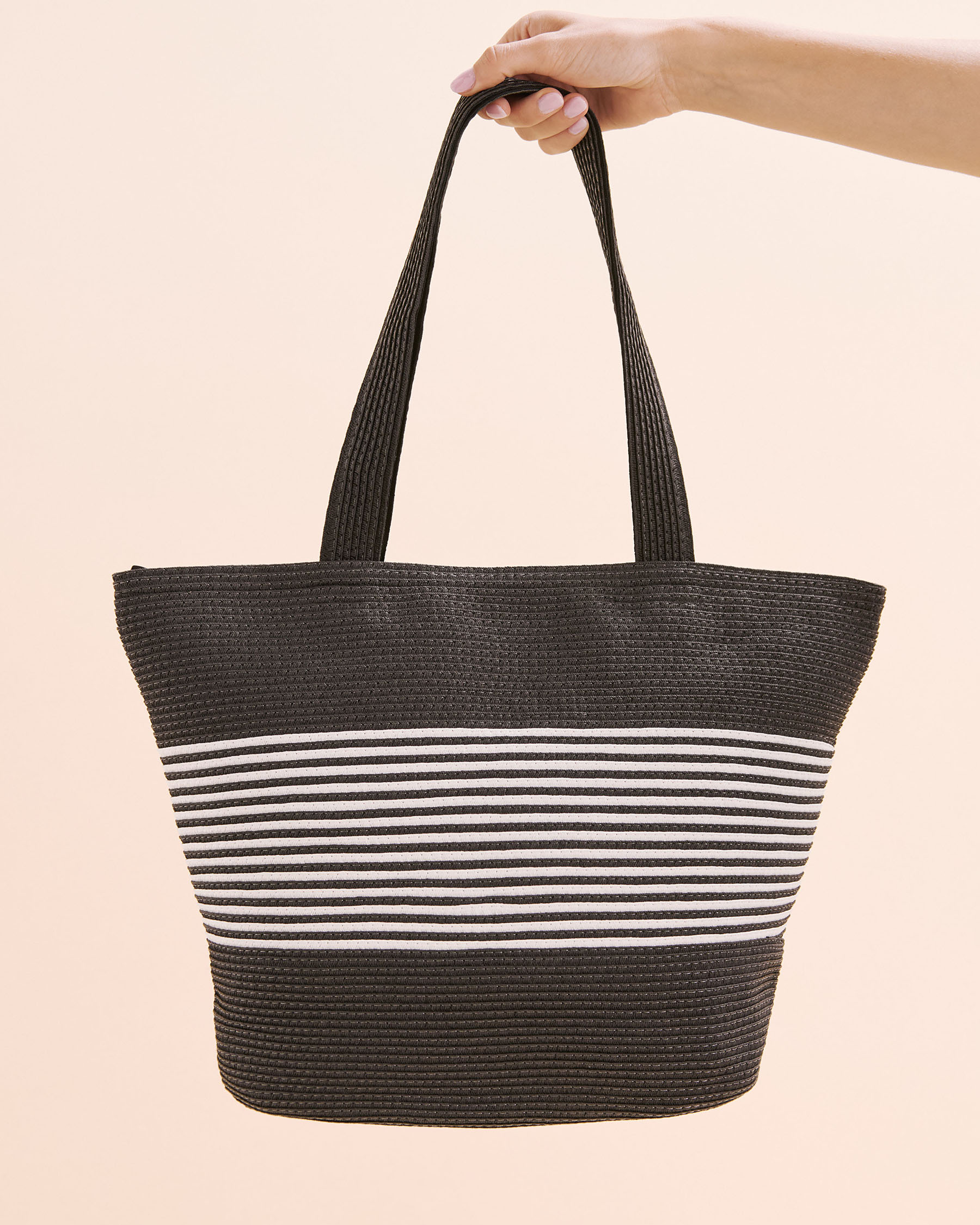 SARAJANE Stripe Beach Bag Black and white 25SJ3639 - View1