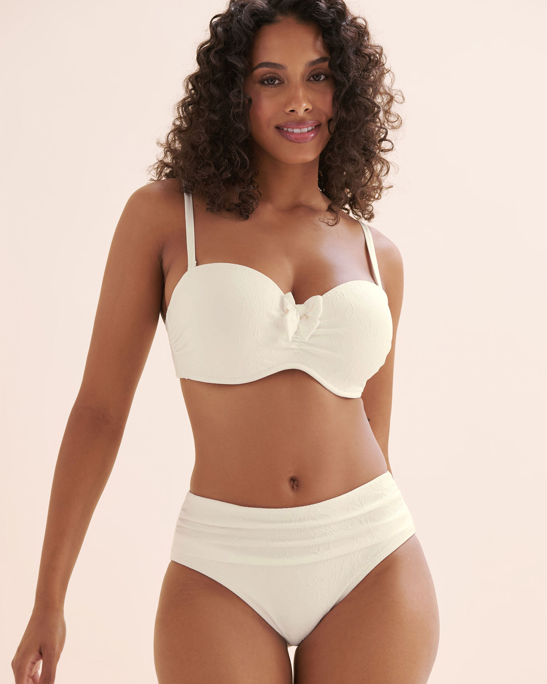 TURQUOISE COUTURE Textured Mid-Rise Bikini Bottom White 01300505 - View4