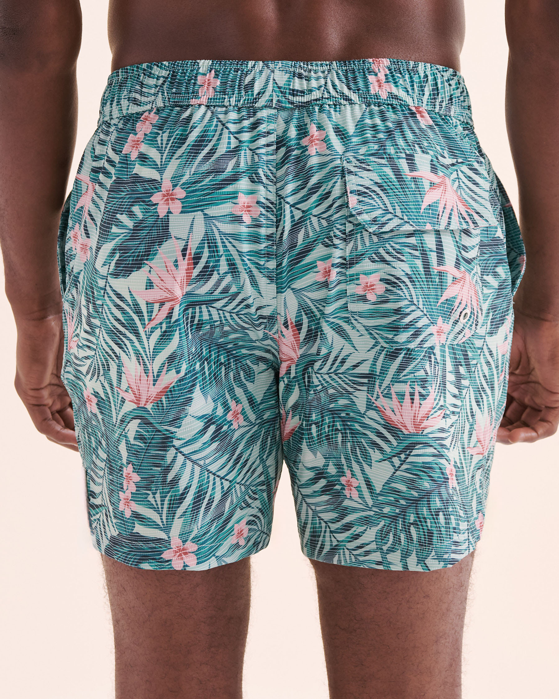 PUBLIC BEACH Tropical Pulse Volley Swimsuit Blue and pink PB8635BIK - View4