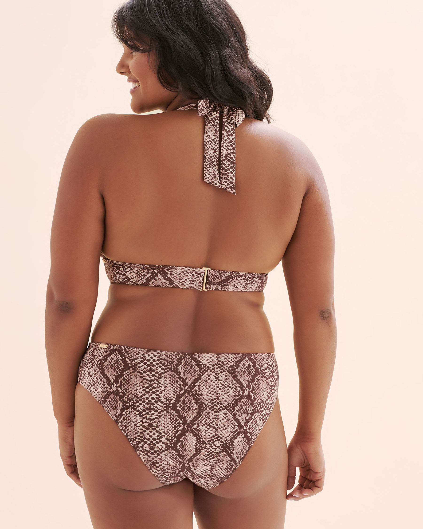 SANTEMARE V-Shaped Jewel Triangle Bikini Top Brown 01100490 - View5
